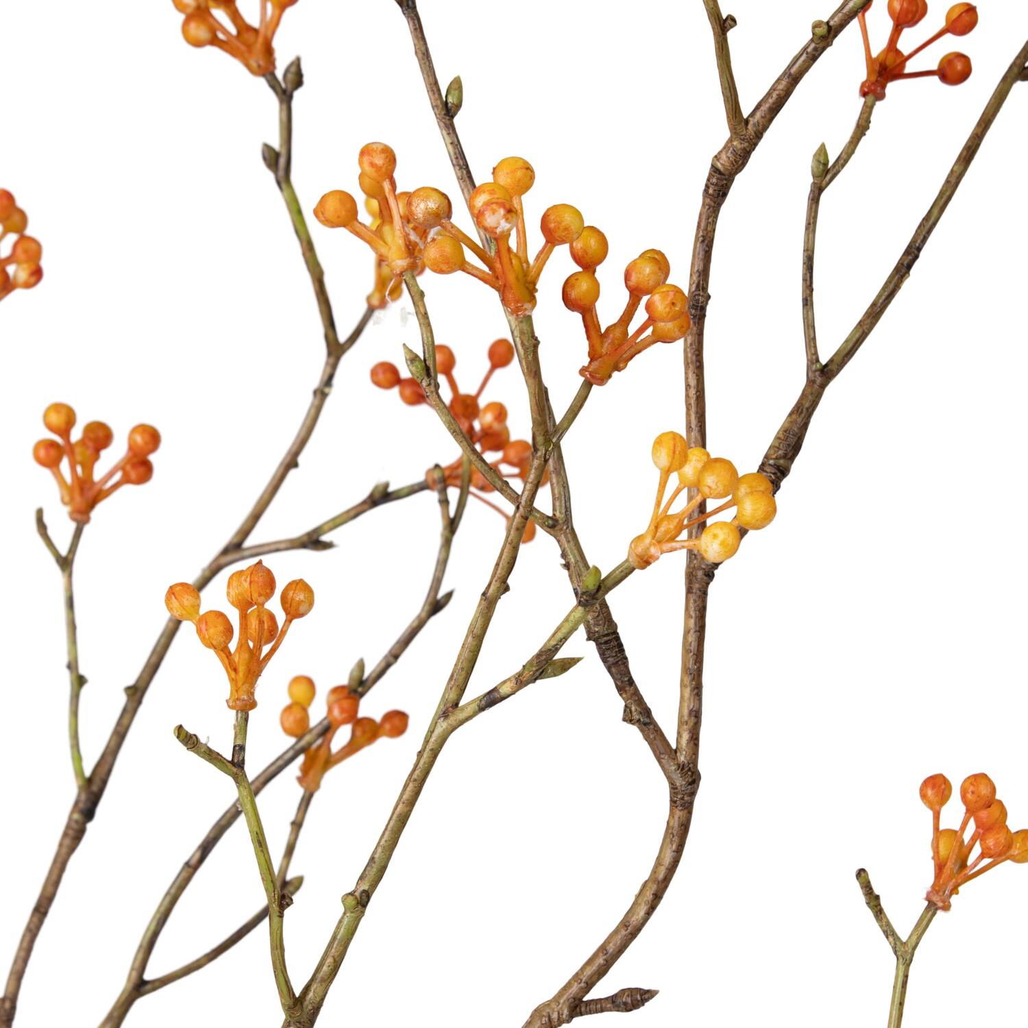 Branch berry spray artificial 100x30x5cm - Orange