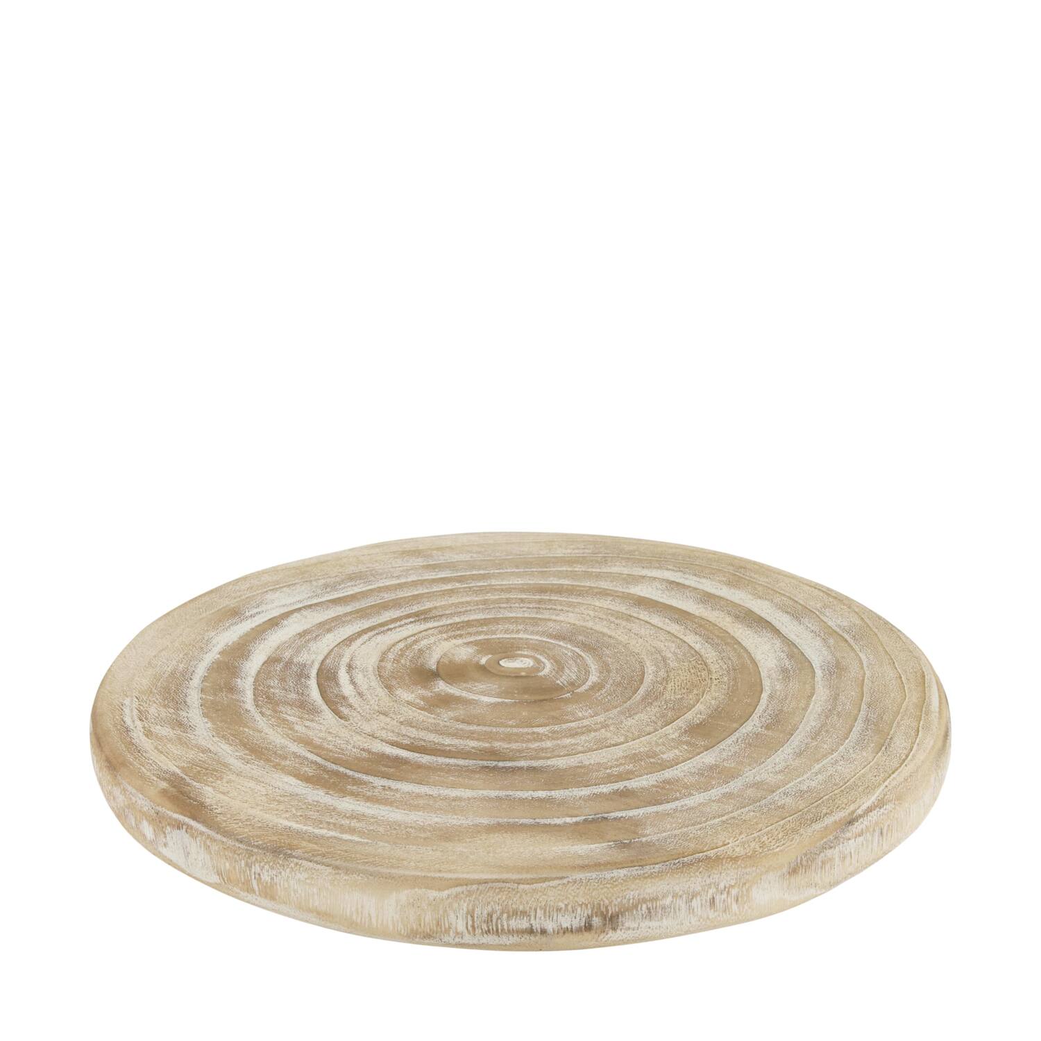 Tray round paulownia wood 33x33x3cm - White