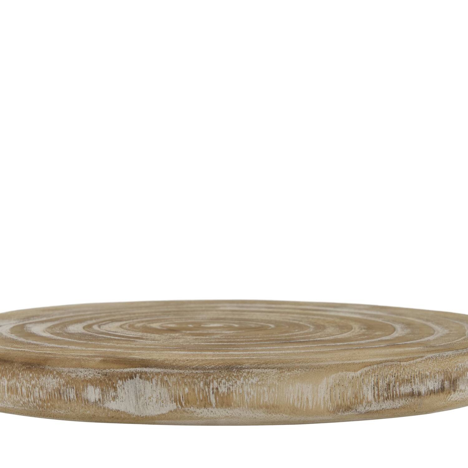 Tray round paulownia wood 33x33x3cm - White
