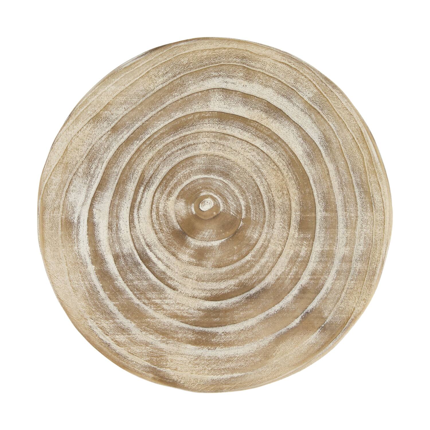 Tray round paulownia wood 33x33x3cm - White