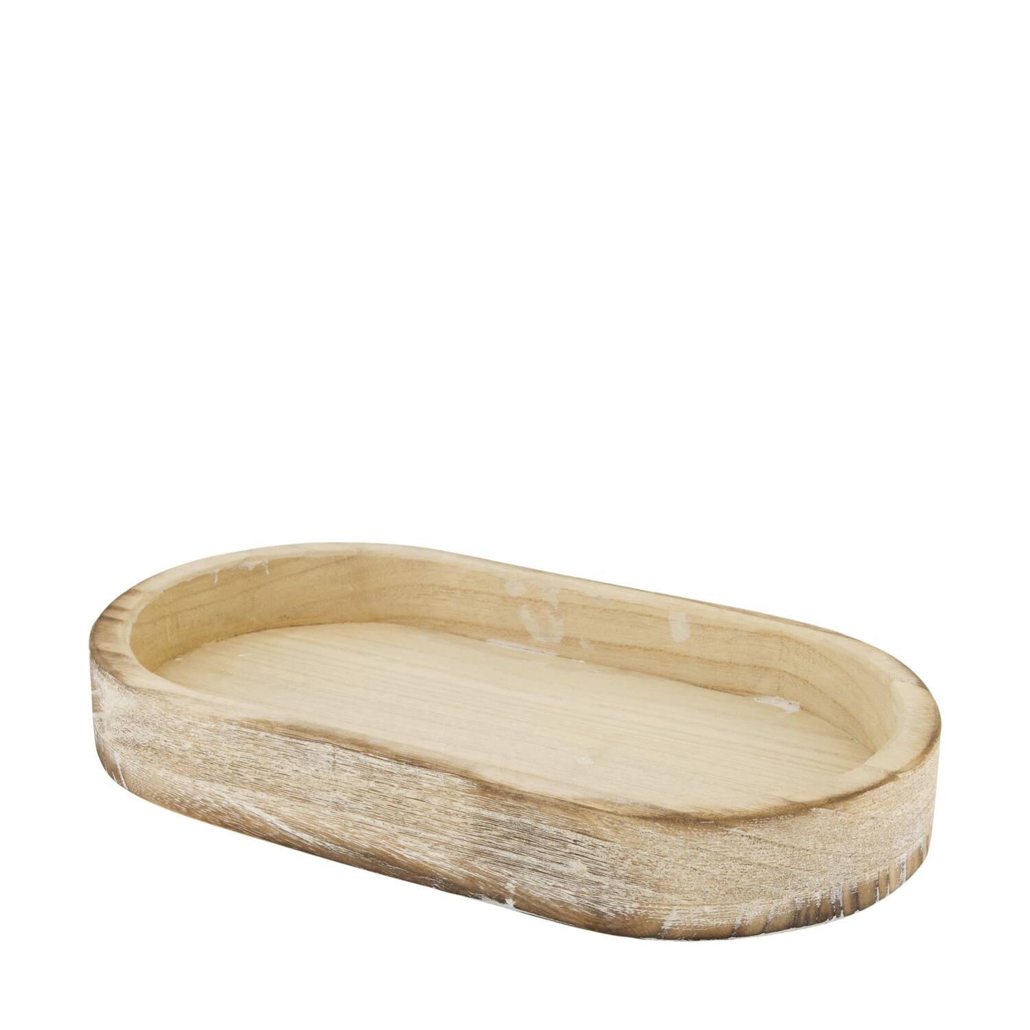 Bowl oval paulownia wood 36x20x5cm - White
