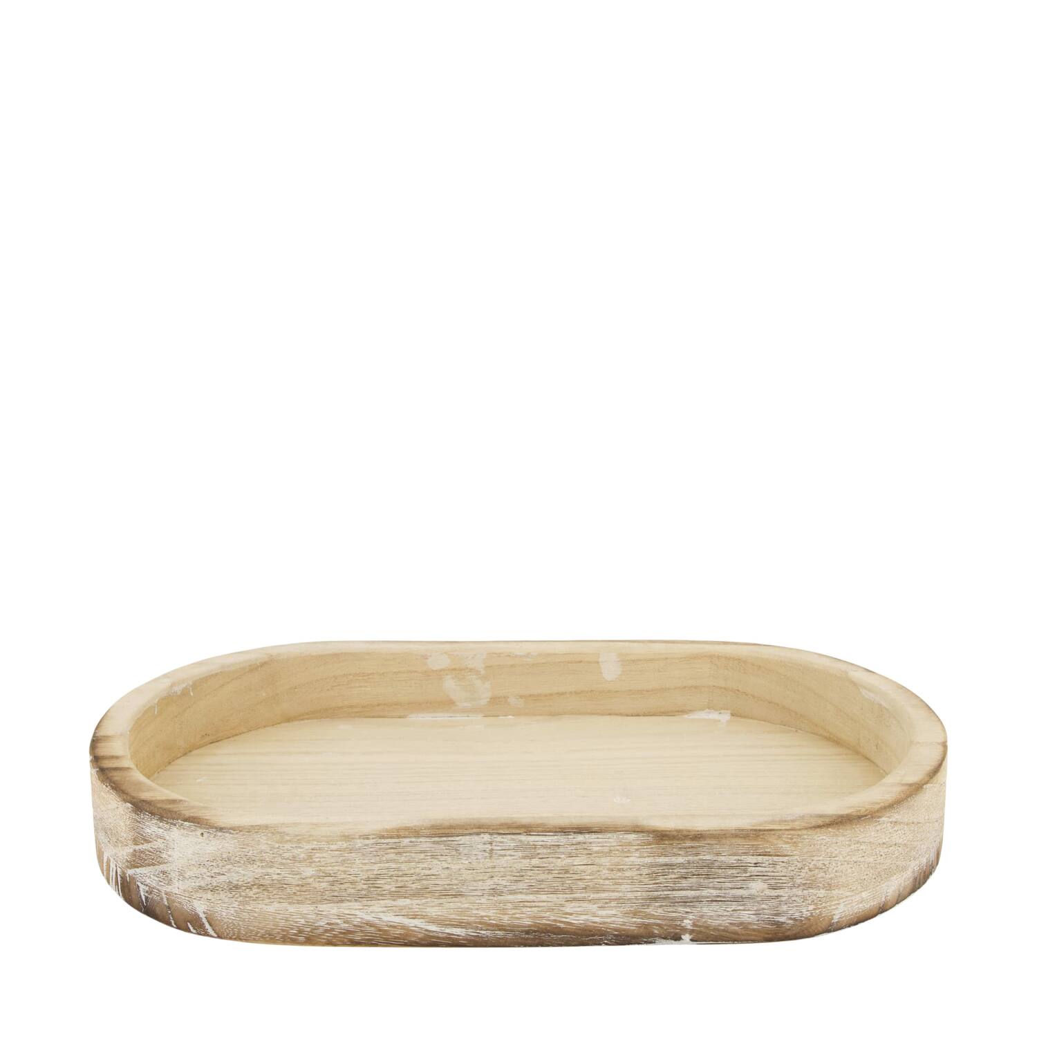 Bowl oval paulownia wood 36x20x5cm - White