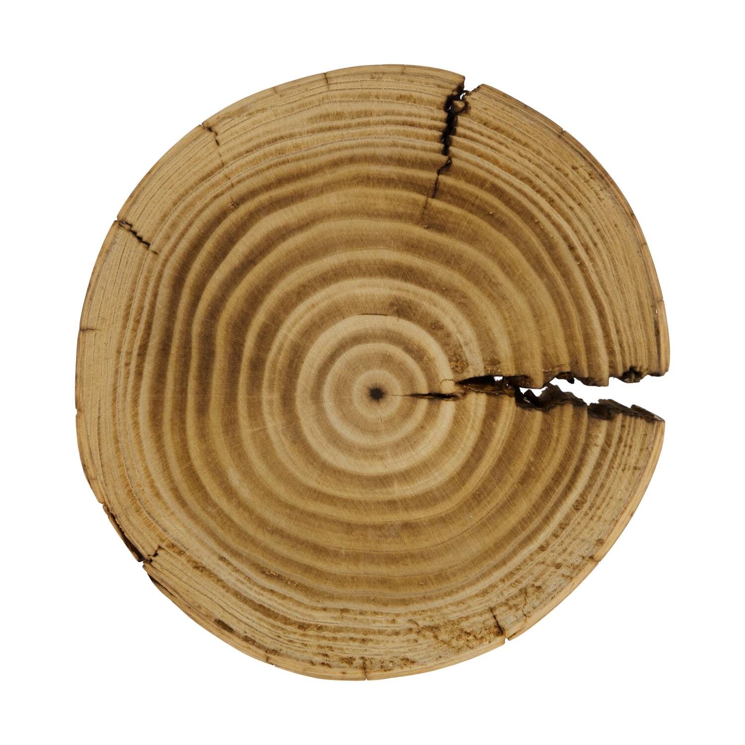 Tray round reclaimed wood on feet 18x18x14cm