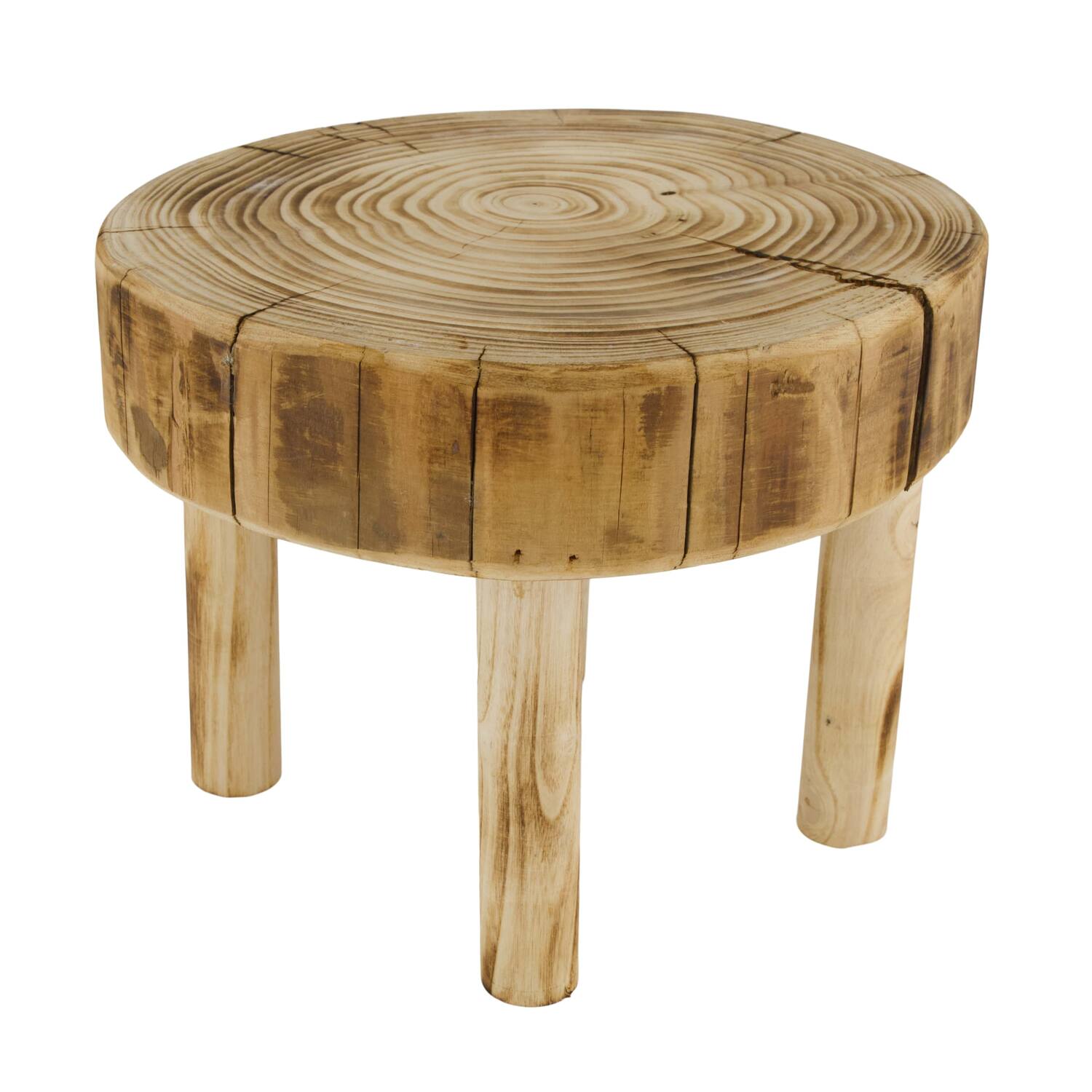 Tray round reclaimed wood on feet 25x25x20cm - Natural