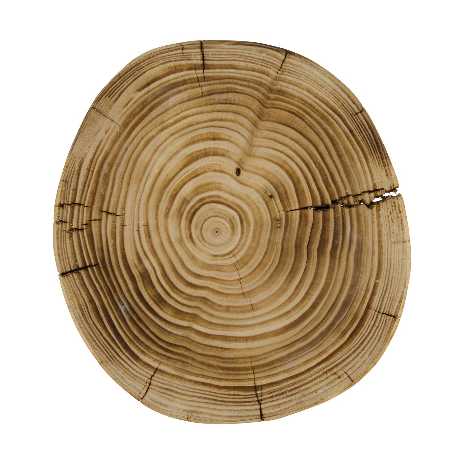 Tray round reclaimed wood on feet 25x25x20cm - Natural