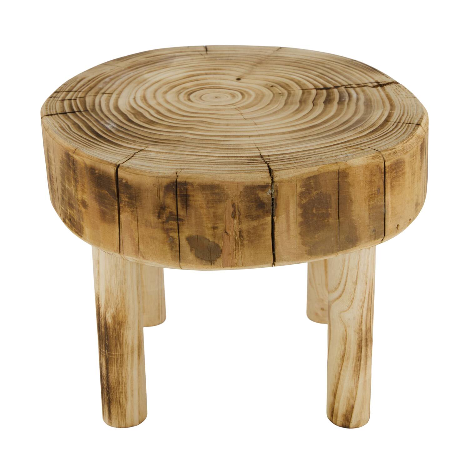 Tray round reclaimed wood on feet 25x25x20cm - Natural