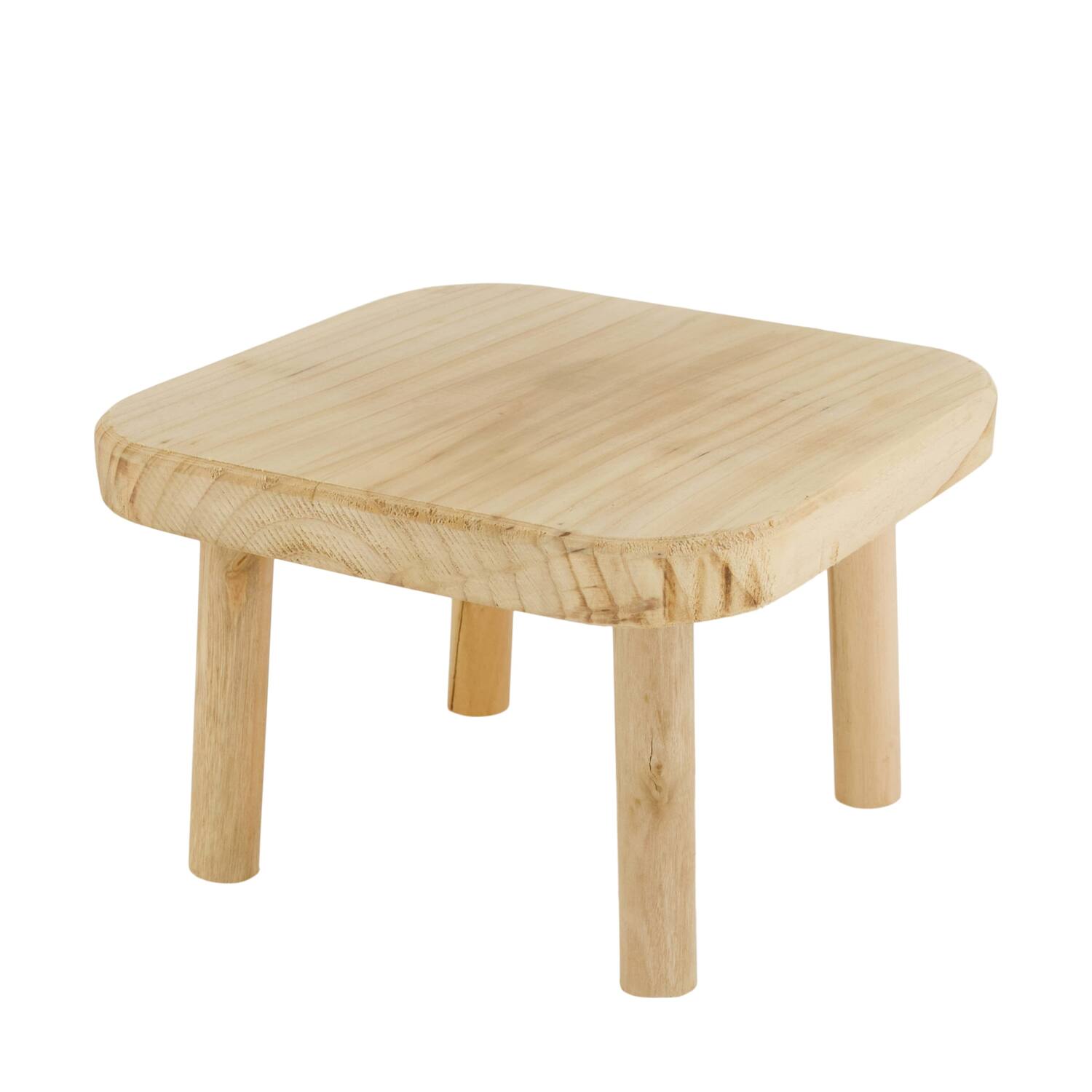 Tray square reclaimed wood on feet 20x20x13cm - Natural