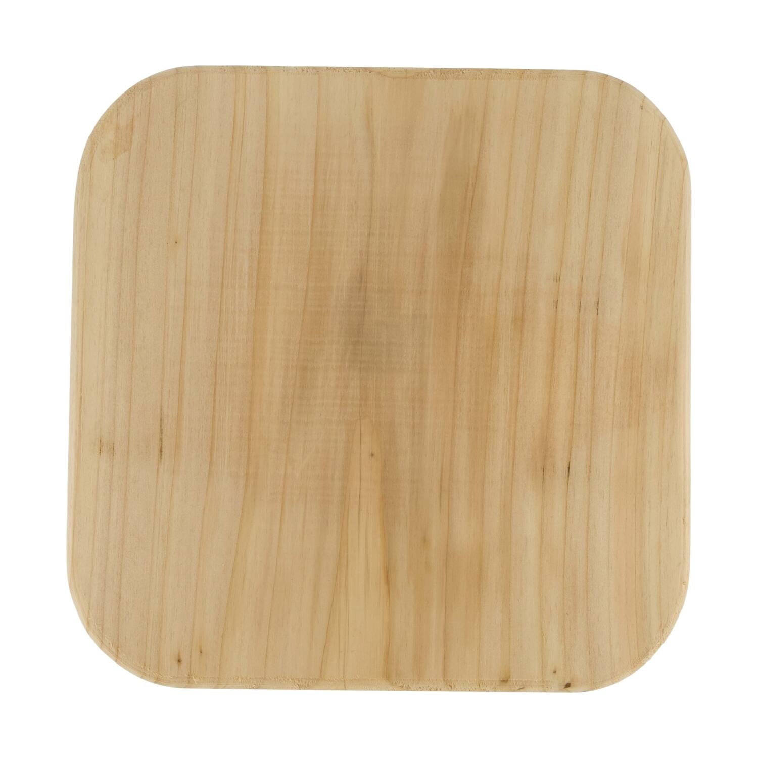 Tray square reclaimed wood on feet 20x20x13cm - Natural