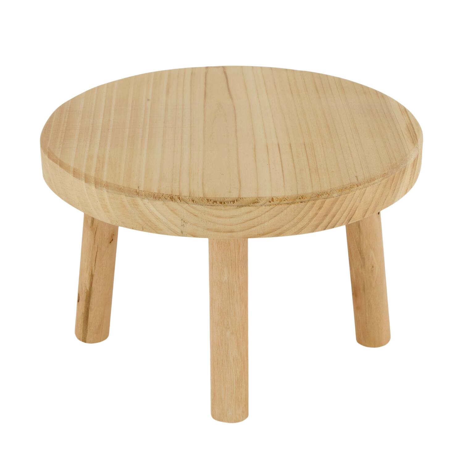 Tray round reclaimed wood on feet 20x20x13cm - Natural