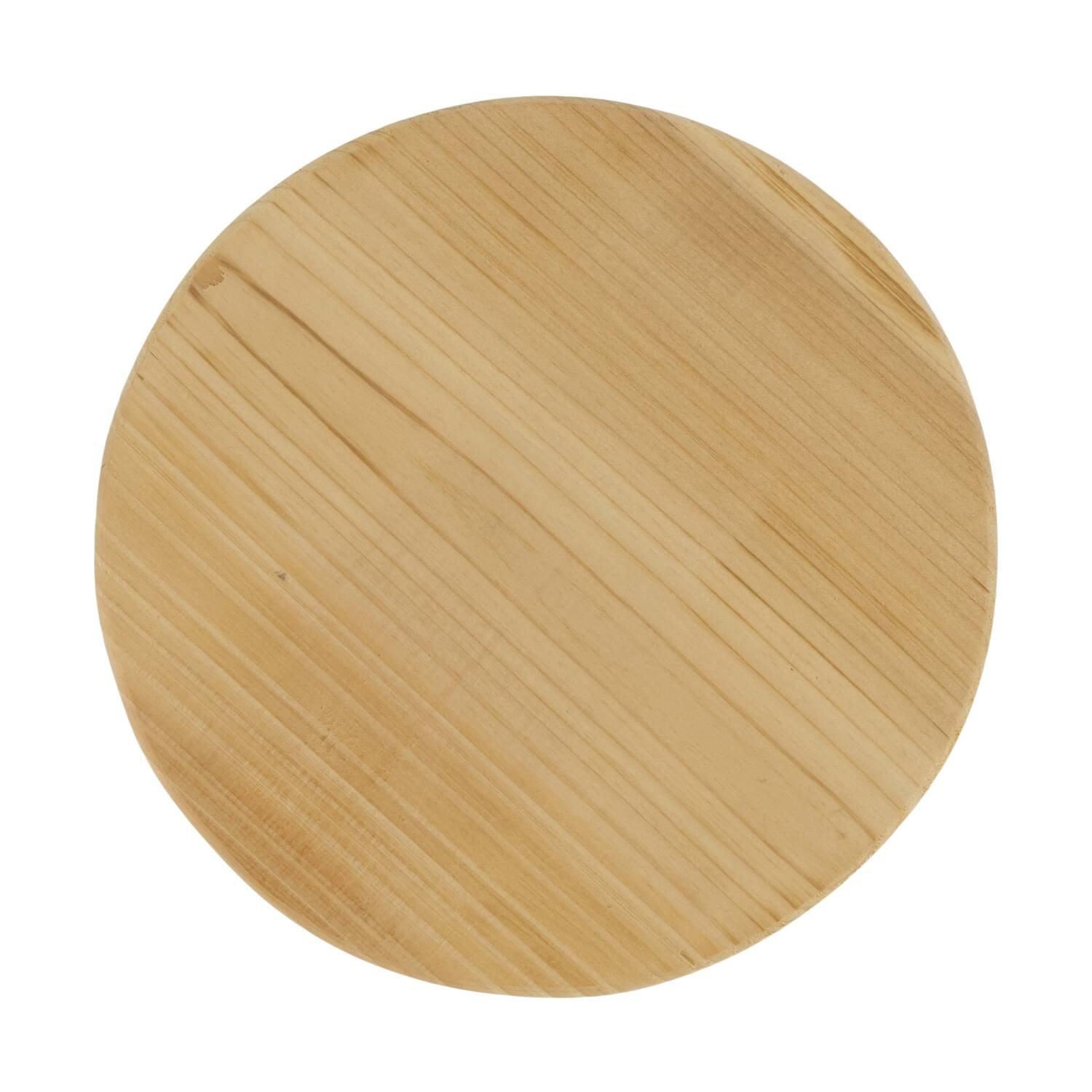 Tray round reclaimed wood on feet 20x20x13cm - Natural