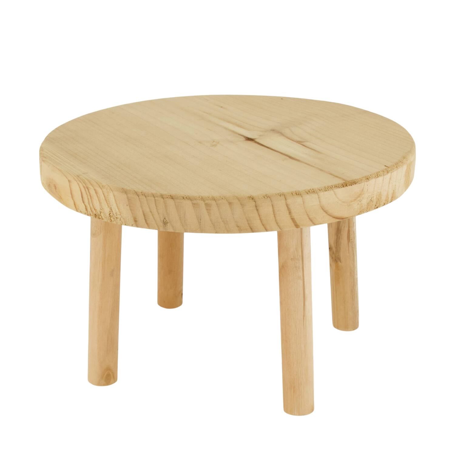 Tray round reclaimed wood on feet 24x24x15cm - Natural