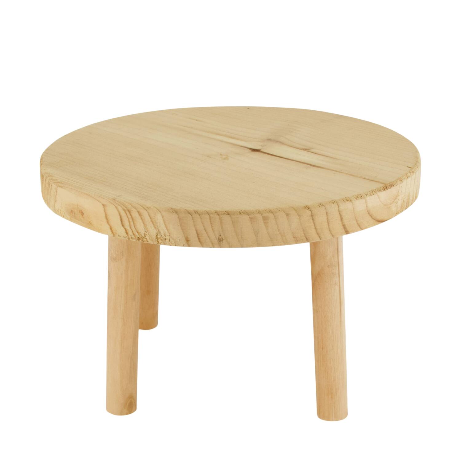 Tray round reclaimed wood on feet 24x24x15cm - Natural