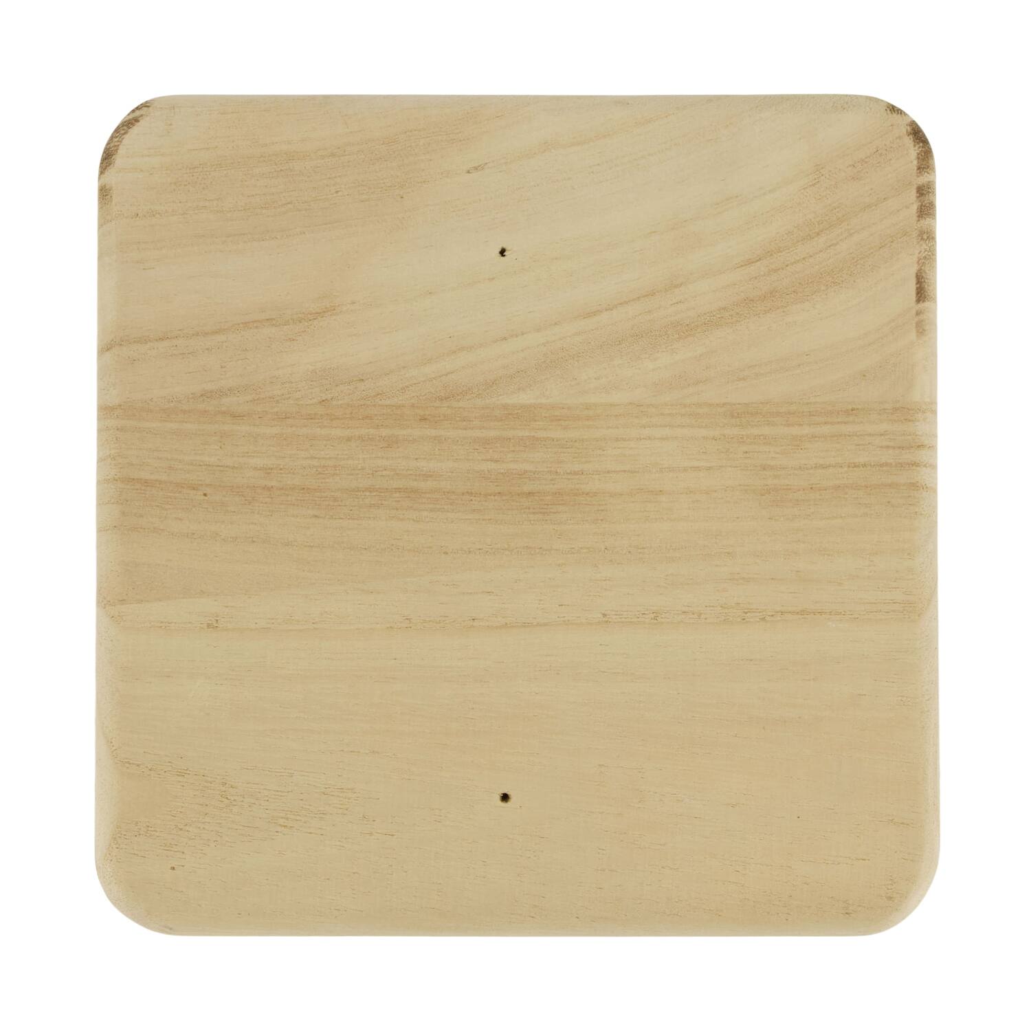 Tray square fir wood on feet 19x19x20cm - Natural
