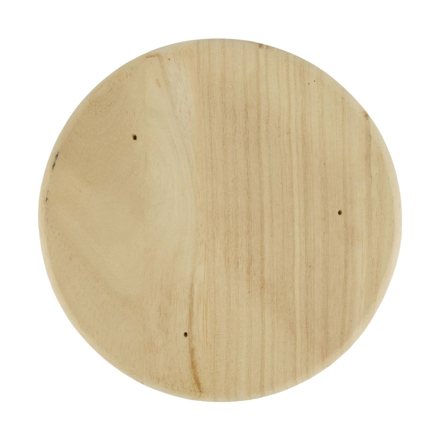 Tray round fir wood on feet 19x19x20cm - Natural