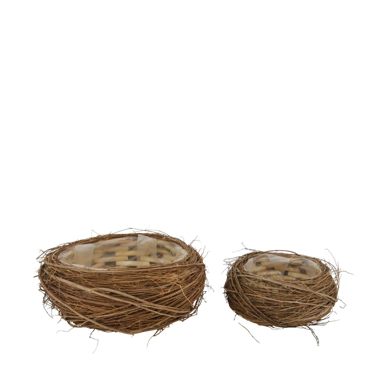 Basket round willow wood with plastic 32x32x13cm S2 - Natural