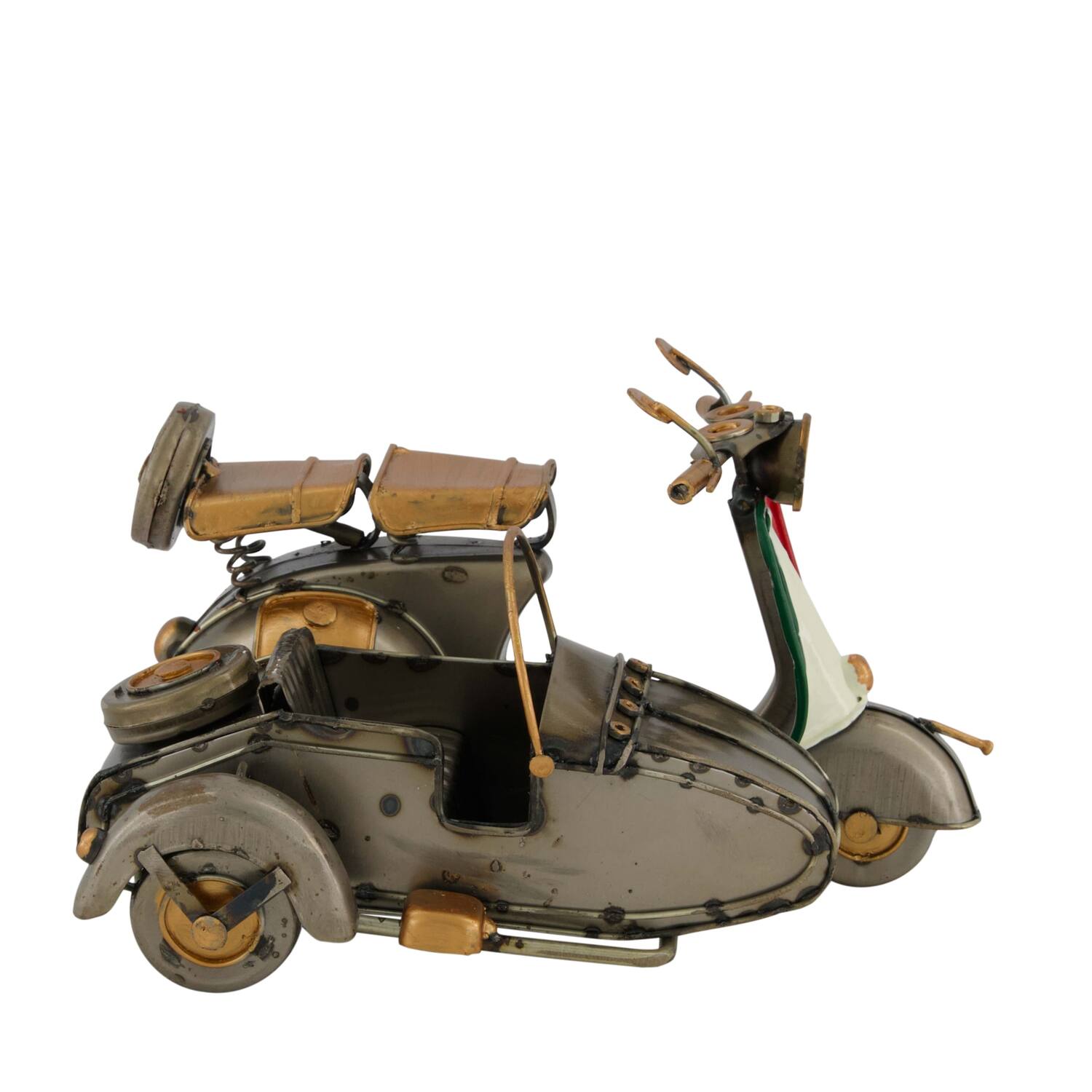 Figurine motorcycle with sidecar metal 17x14x11cm