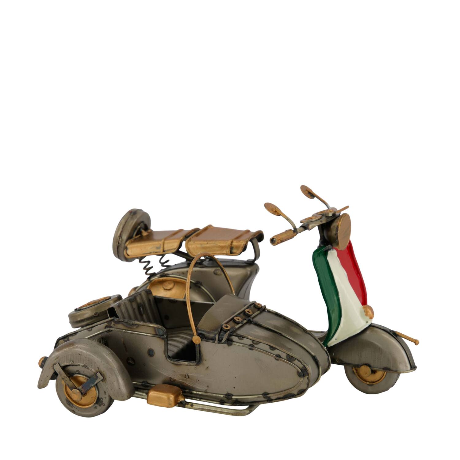 Figurine motorcycle with sidecar metal 17x14x11cm