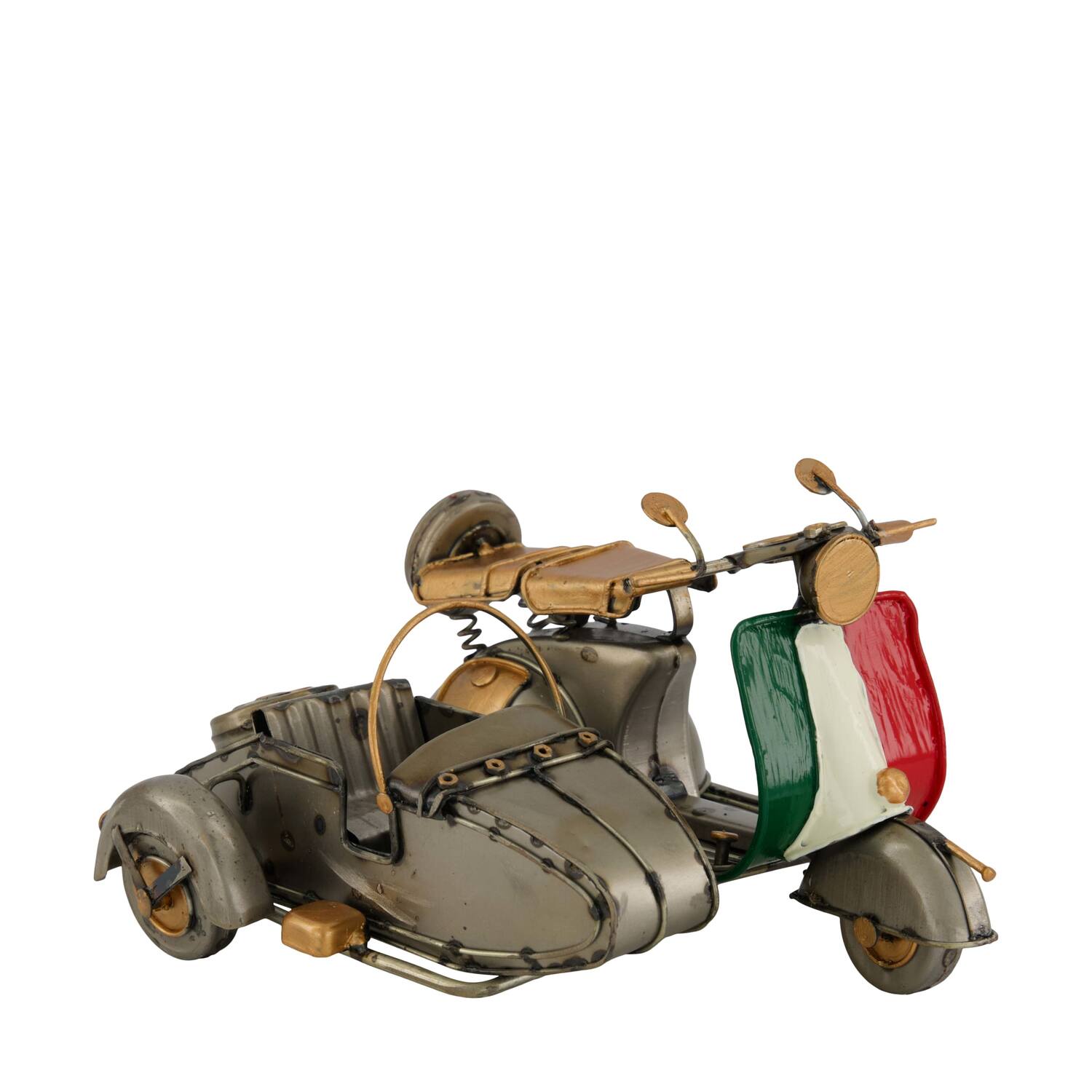 Figurine motorcycle with sidecar metal 17x14x11cm