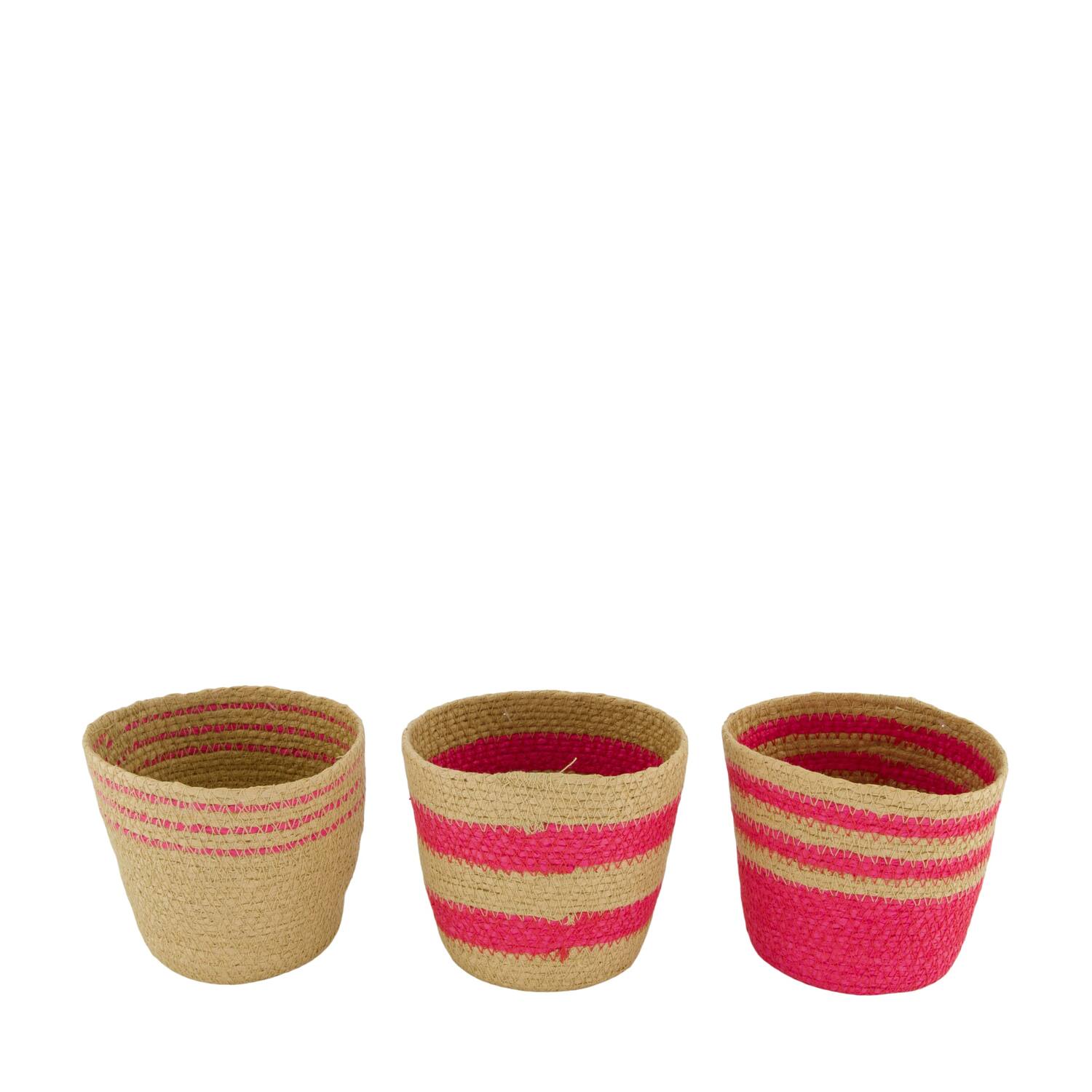 Planter paper rope with plastic 12x12x11cm A3 - Pink
