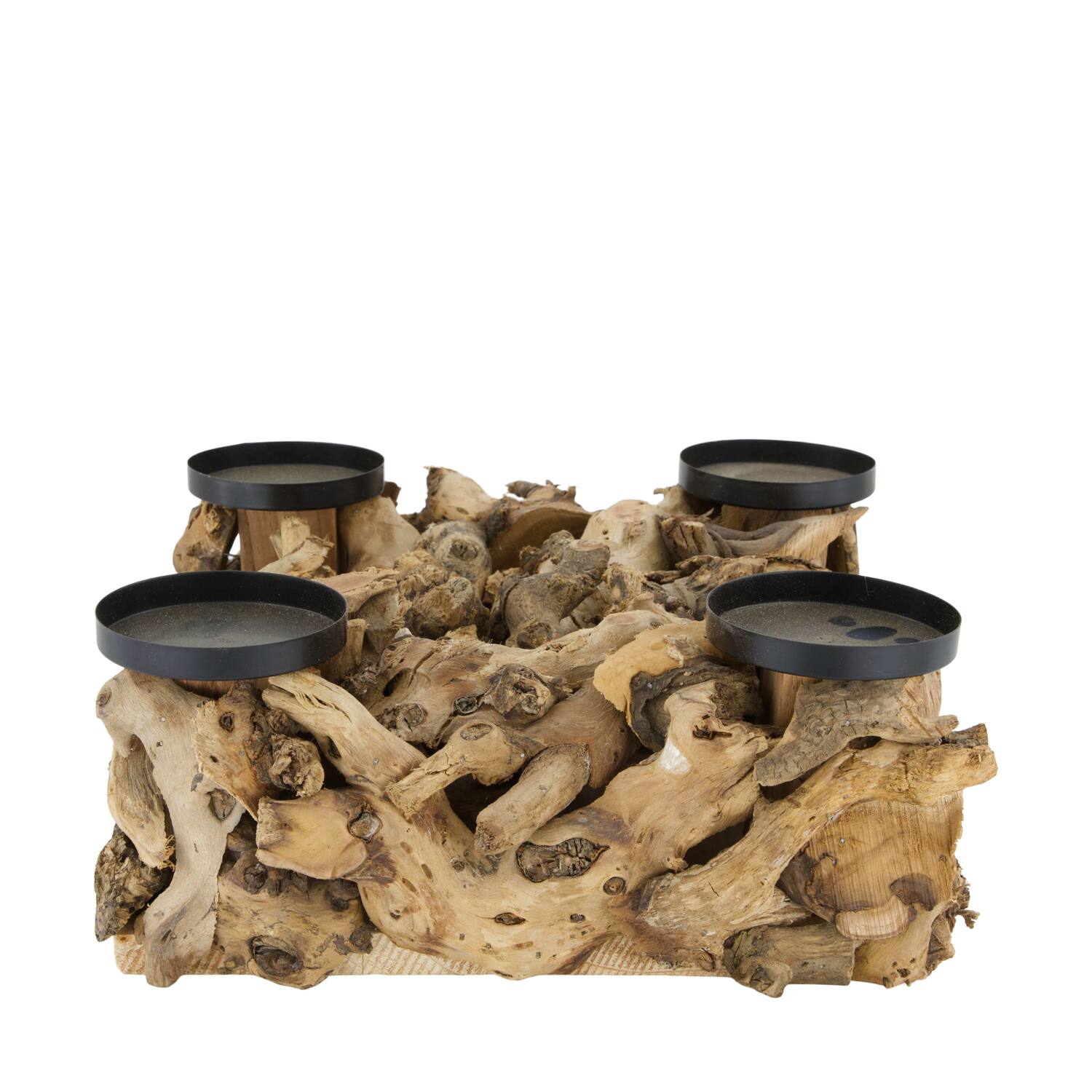 Pillar candle holder square mulberry wood 28x28x10cm - Natural