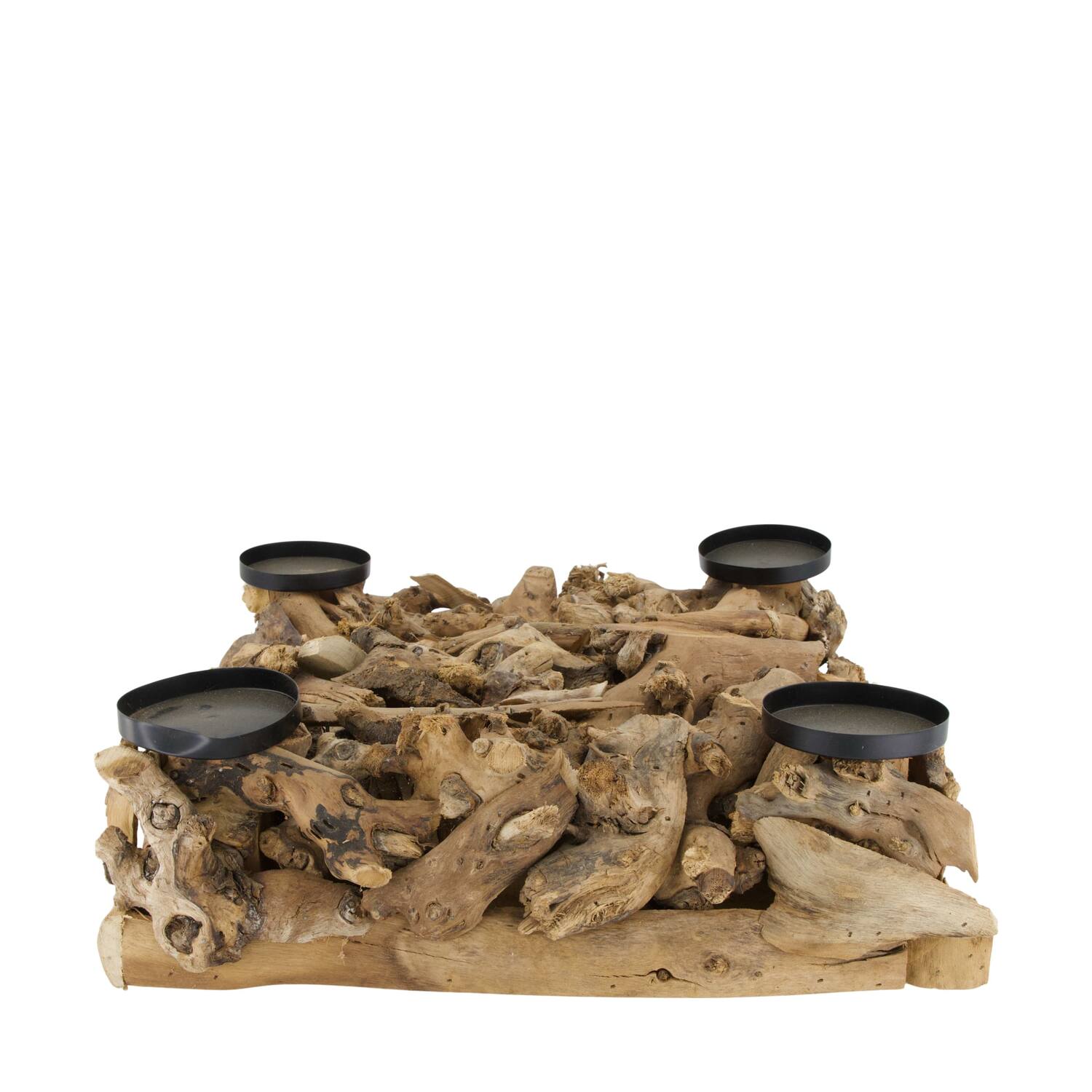 Pillar candle holder square mulberry wood 38x38x10cm - Natural