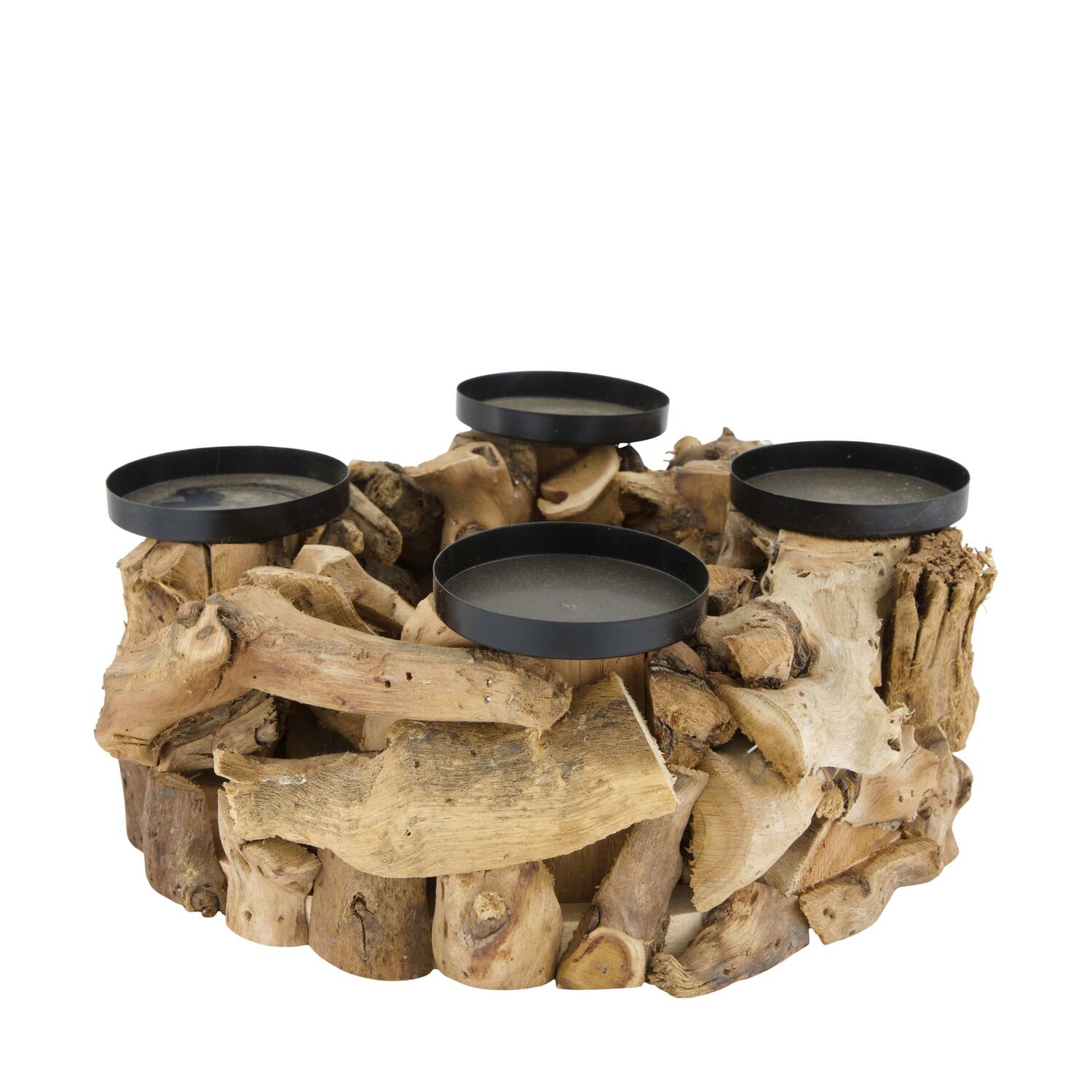 Pillar candle holder round mulberry wood 29x29x10cm - Natural