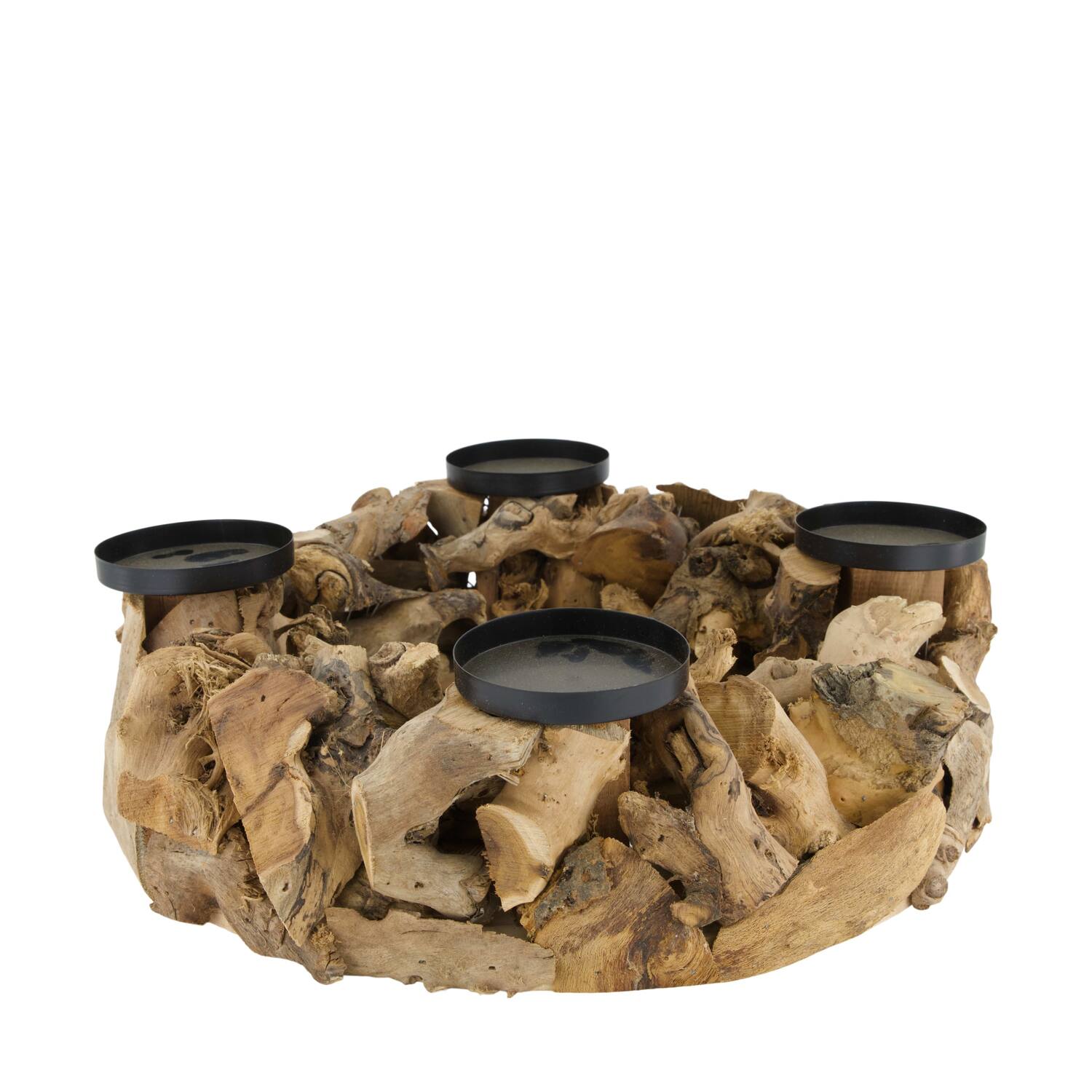 Pillar candle holder round mulberry wood 39x39x10cm - Natural