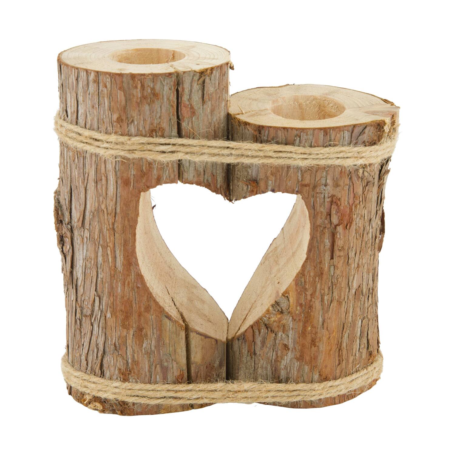 Dinnercandle holder heart camphor wood 18x18x22.5cm