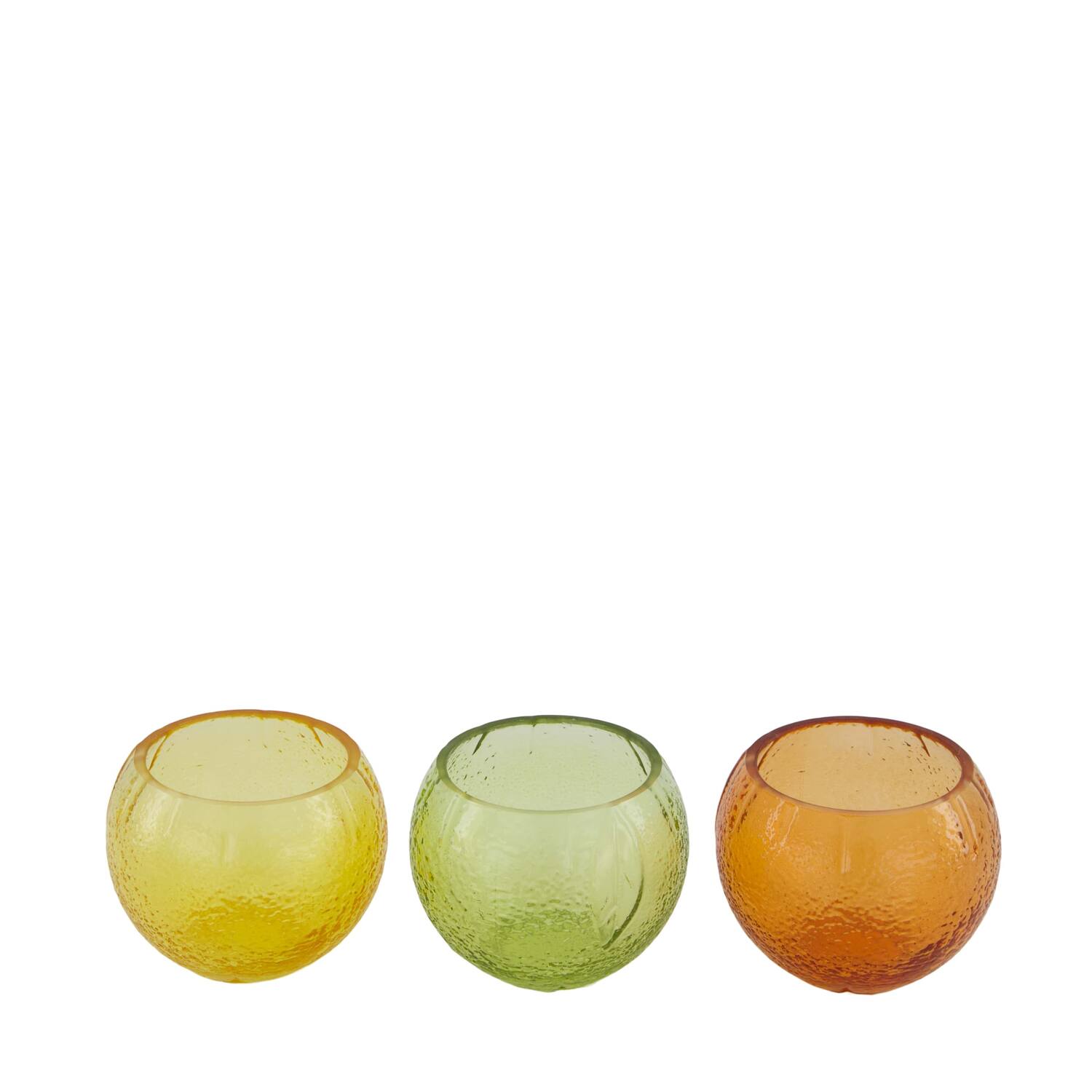 Tealight holder lemon glass 8.4x8.4x6.6cm C3 - Multi