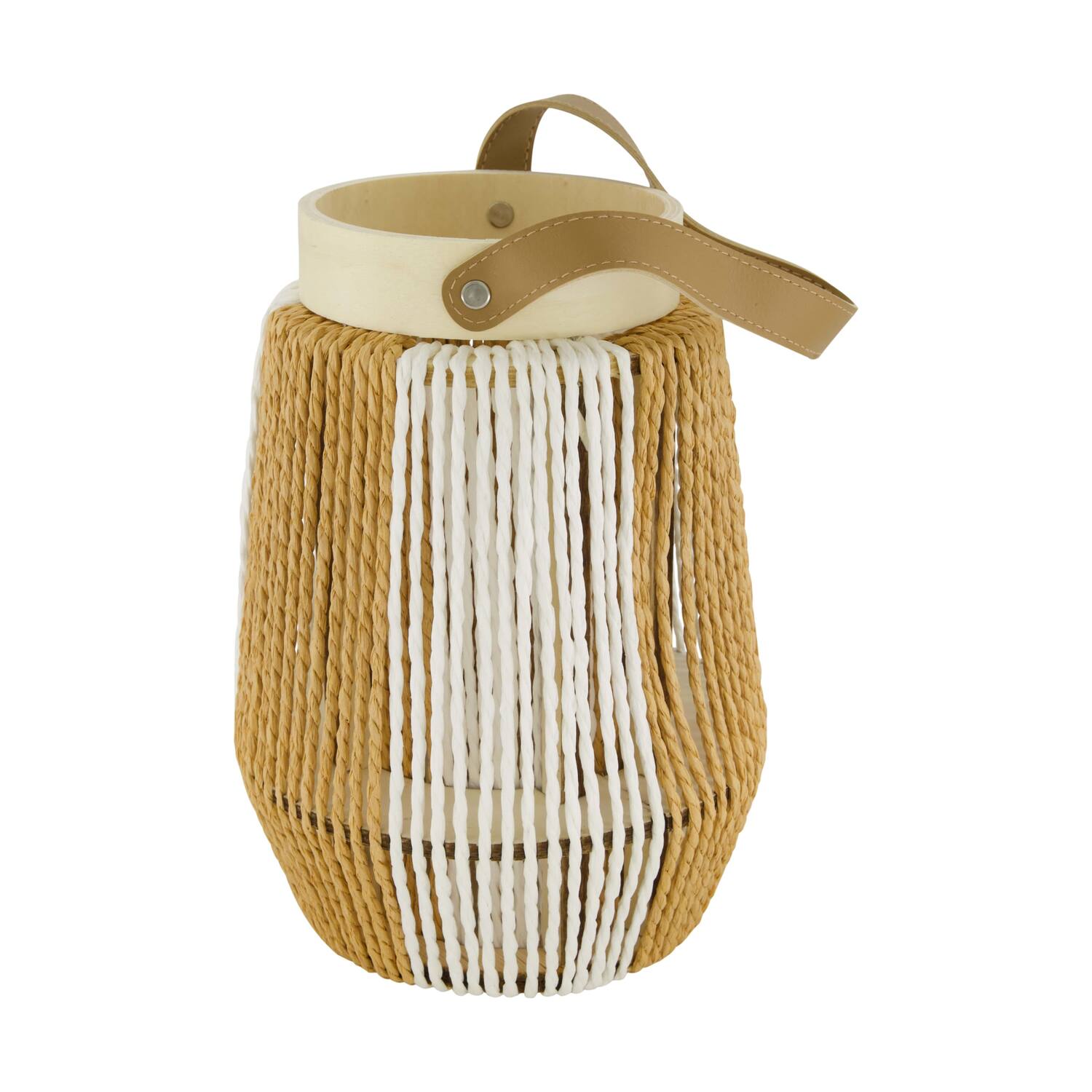 Lantern round paper rope with glass 18x18x25cm - Natural