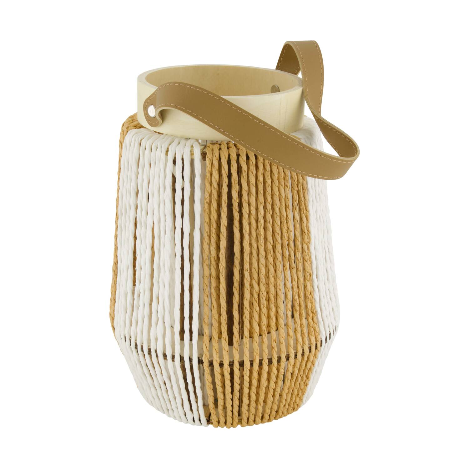 Lantern round paper rope with glass 18x18x25cm - Natural