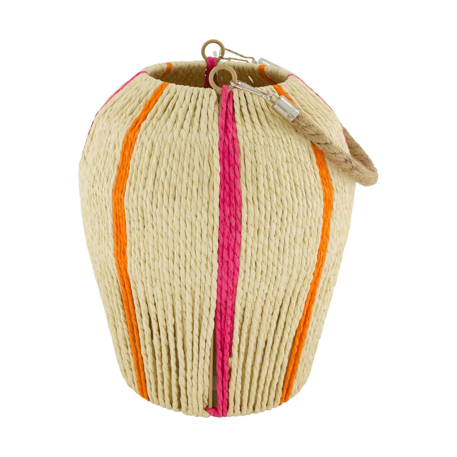 Lantern round paper rope with glass 22x22x26cm - Natural