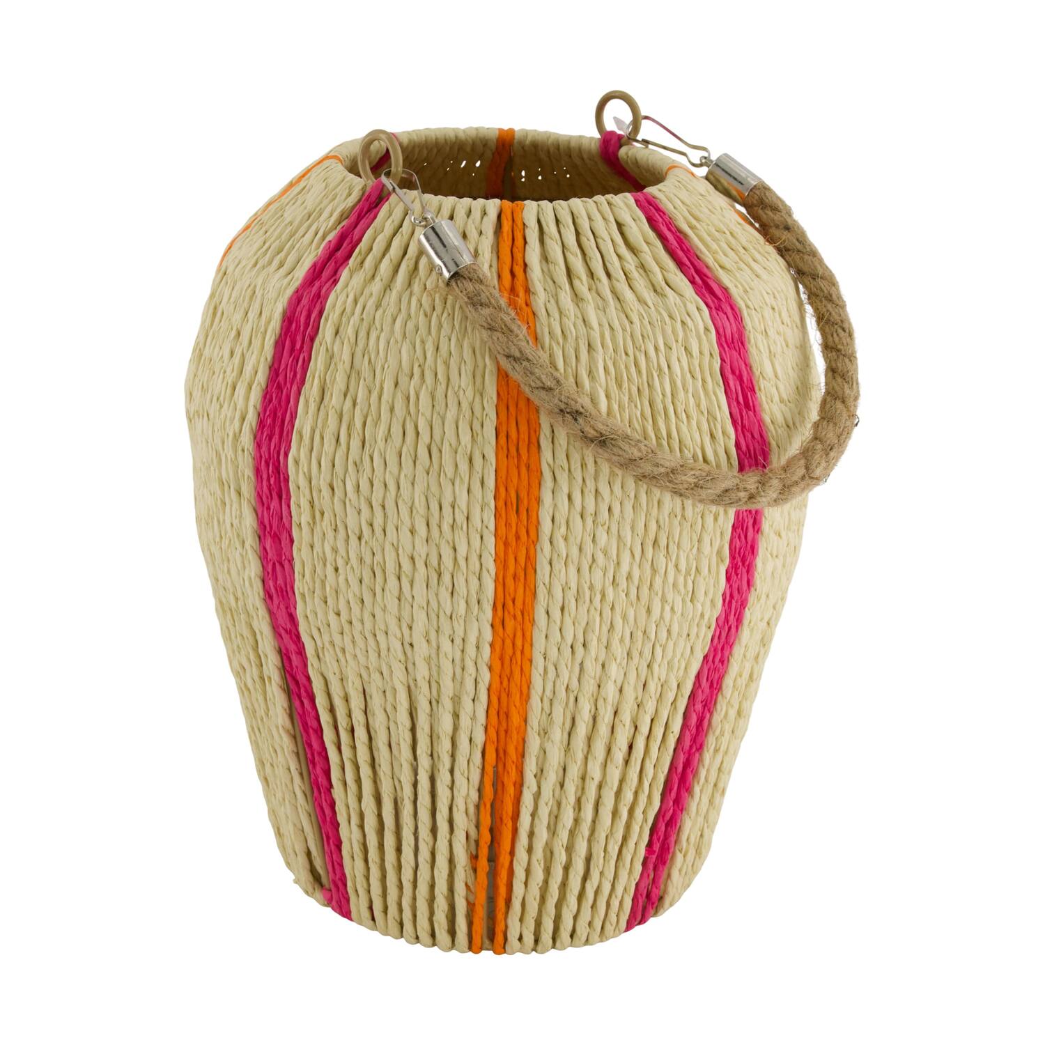 Lantern round paper rope with glass 22x22x26cm - Natural