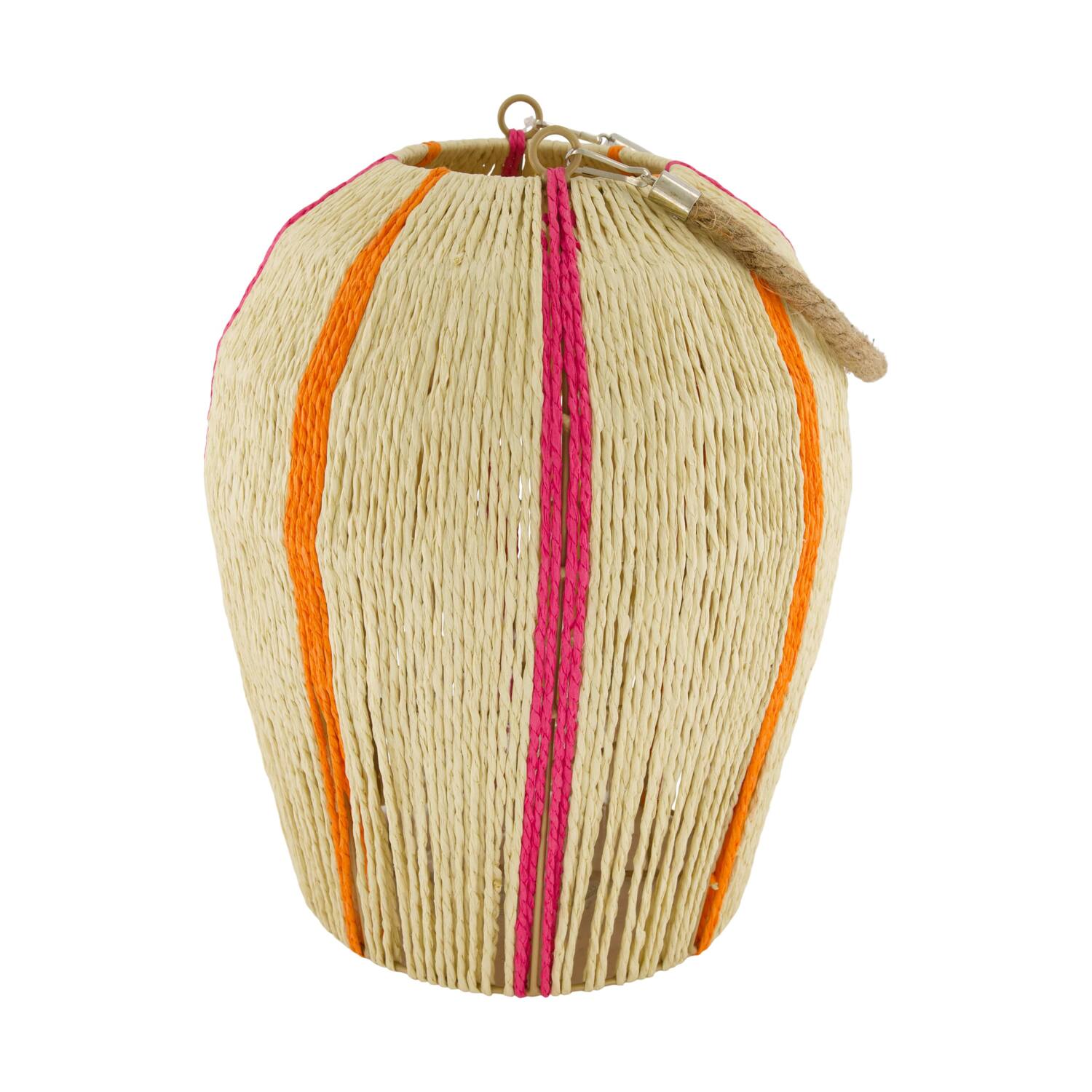 Lantern round paper rope with glass 27x27x33cm