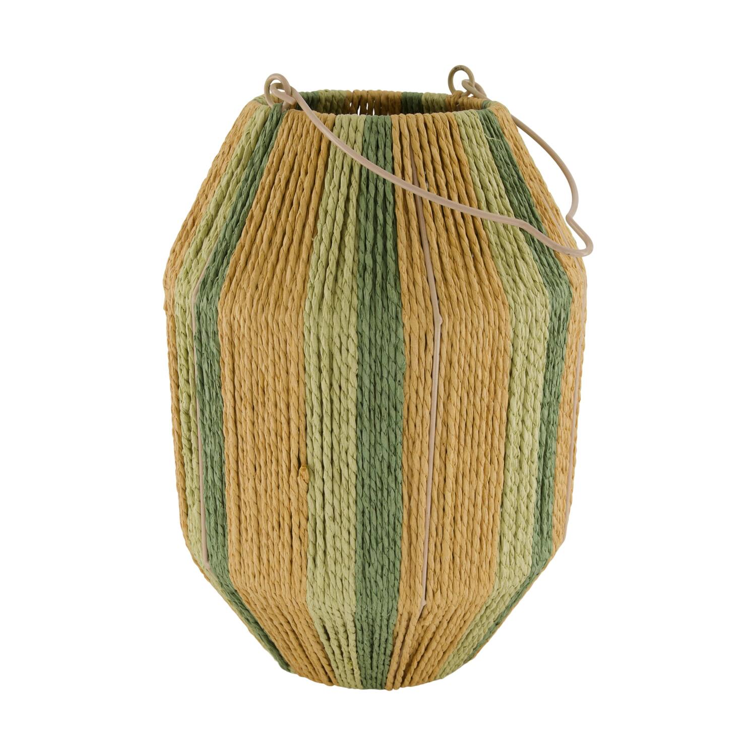 Lantern round paper rope with glass 24x24x34cm - Natural