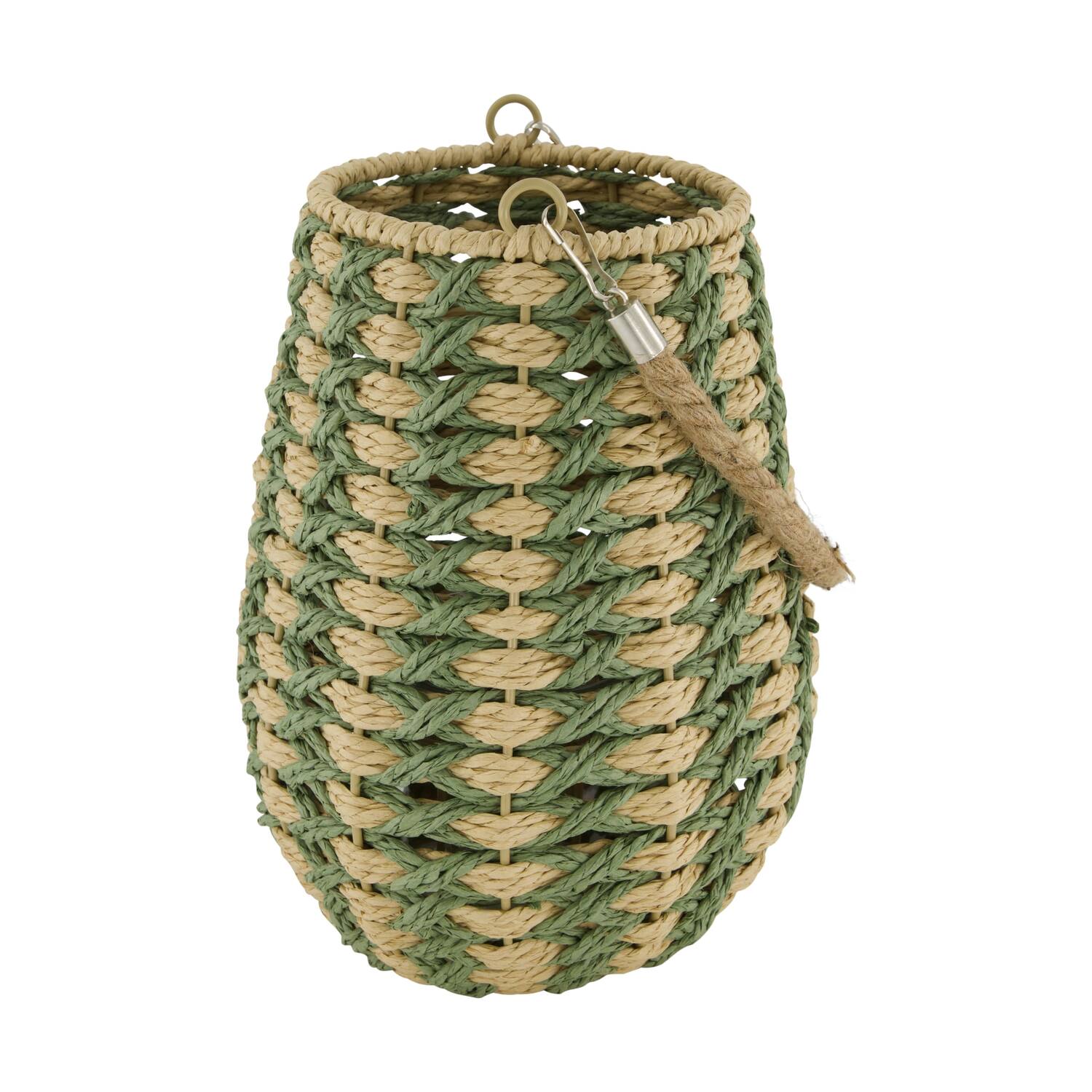 Lantern round paper rope with glass 19x19x26cm - Natural
