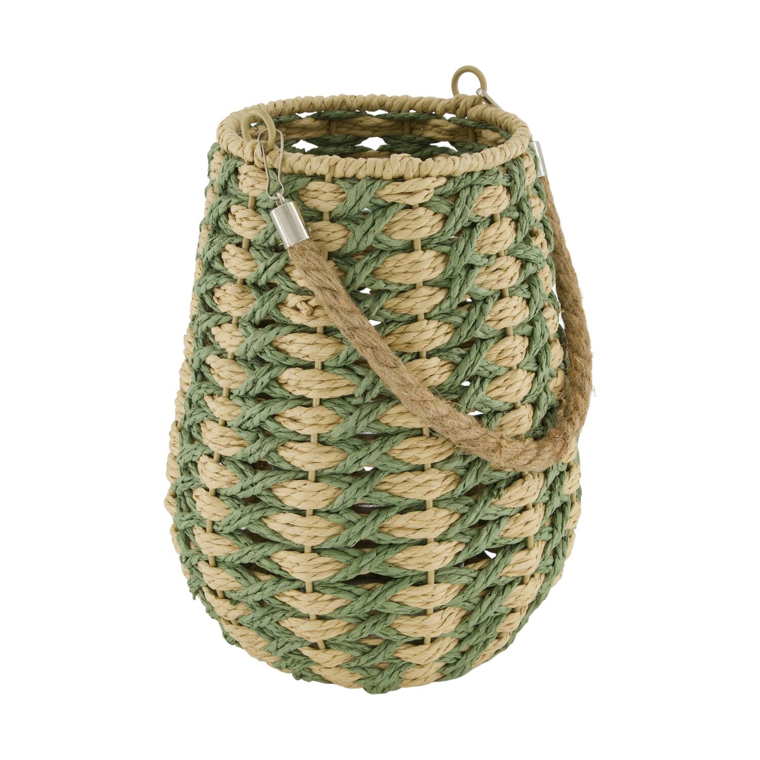 Lantern round paper rope with glass 19x19x26cm - Natural