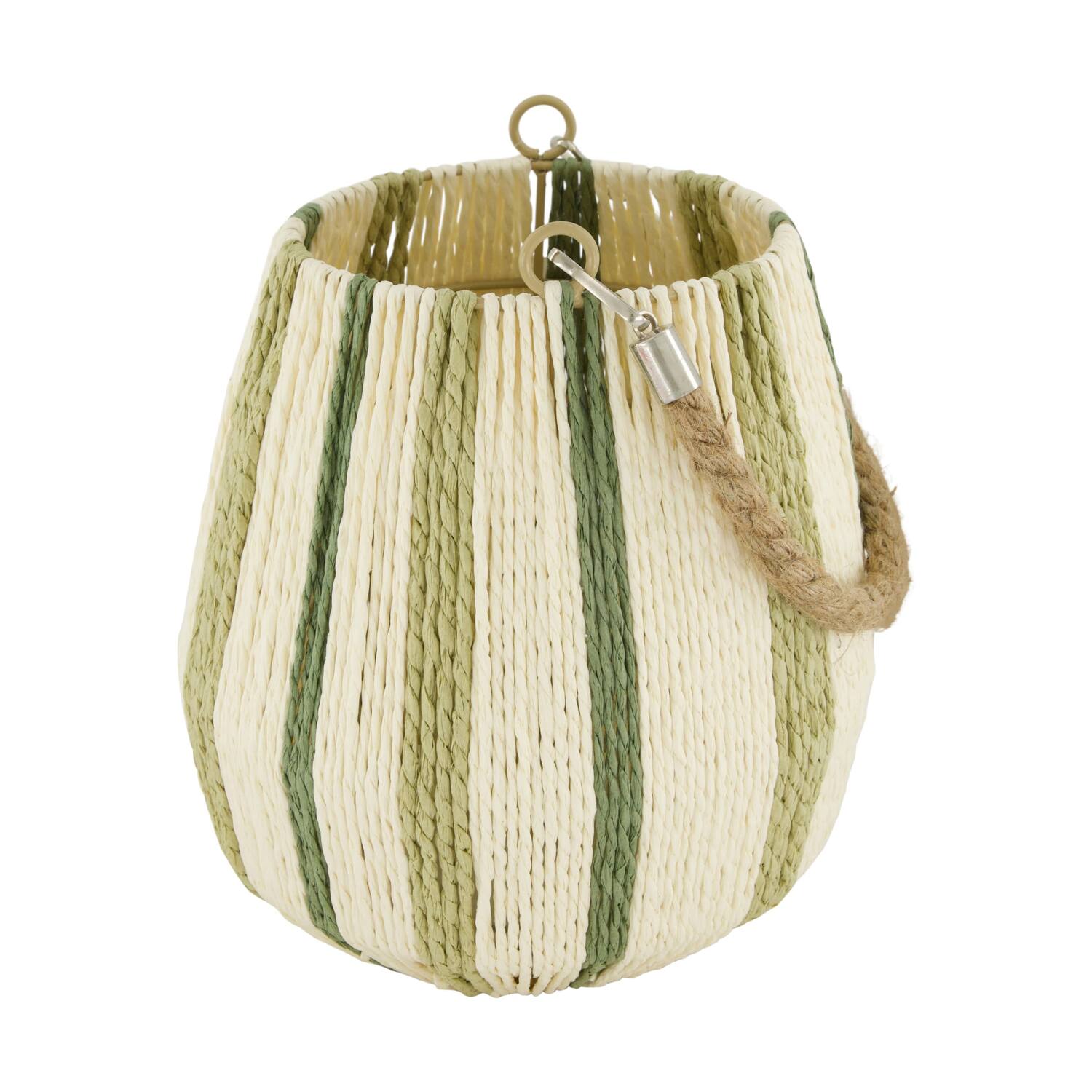 Lantern round paper rope with glass 19x19x21cm - Natural