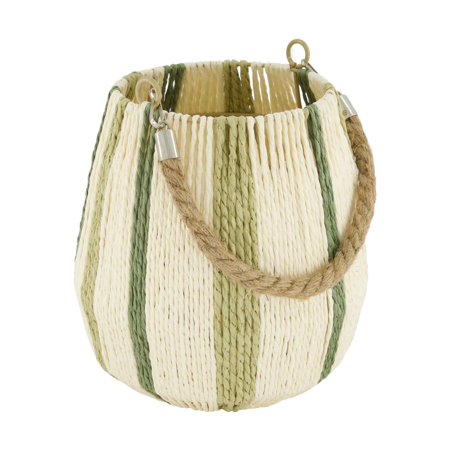 Lantern round paper rope with glass 19x19x21cm - Natural
