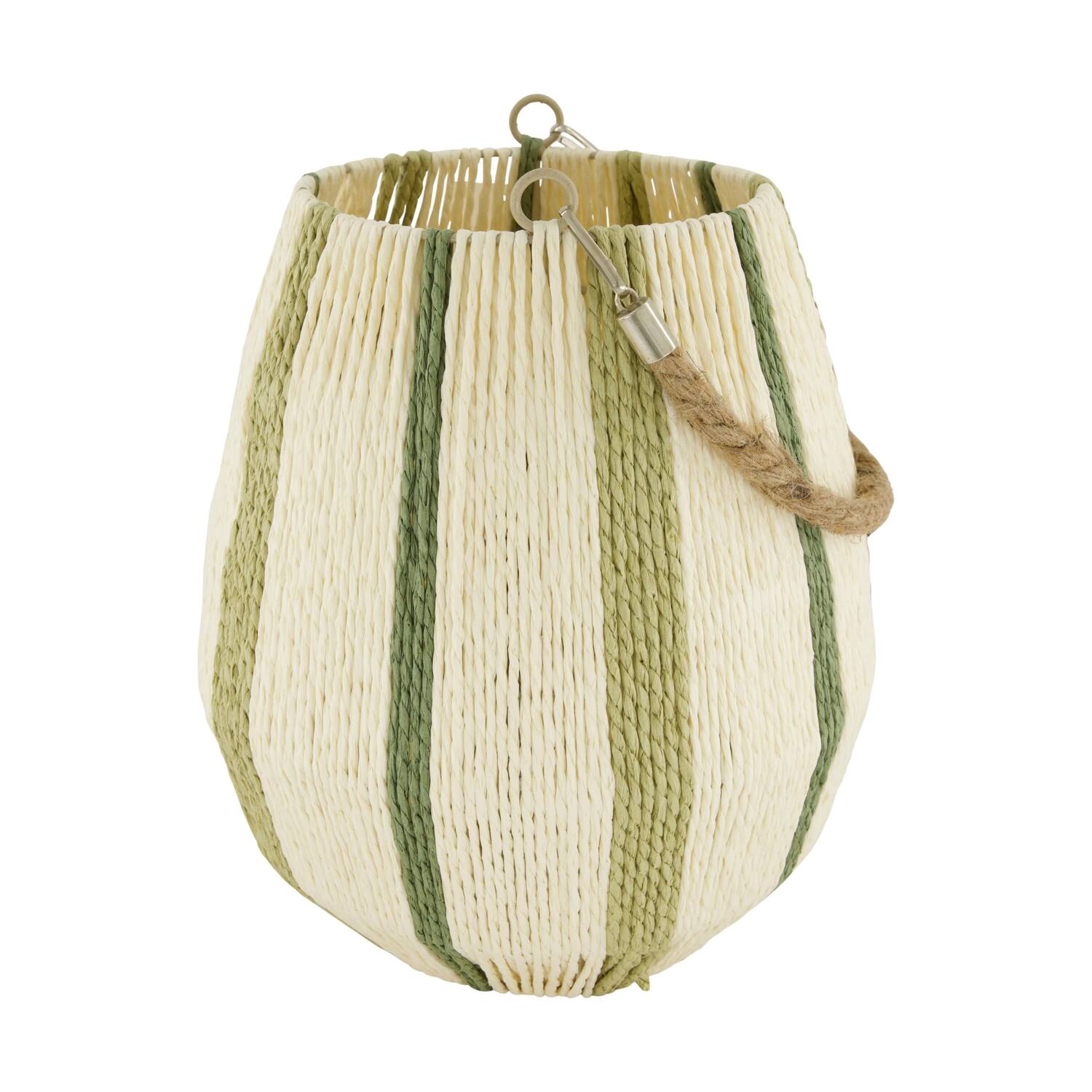 Lantern round paper rope with glass 24x24x27cm - Natural