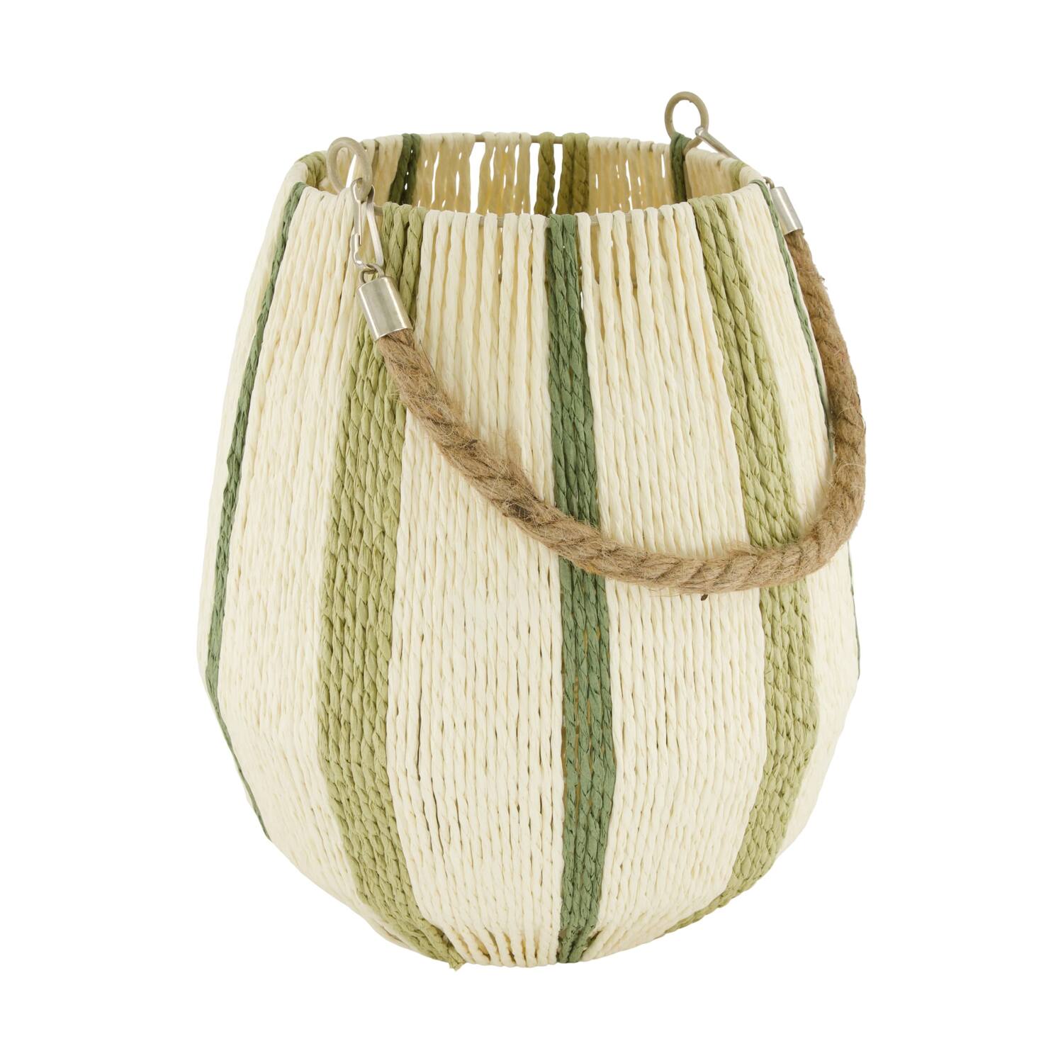 Lantern round paper rope with glass 24x24x27cm - Natural