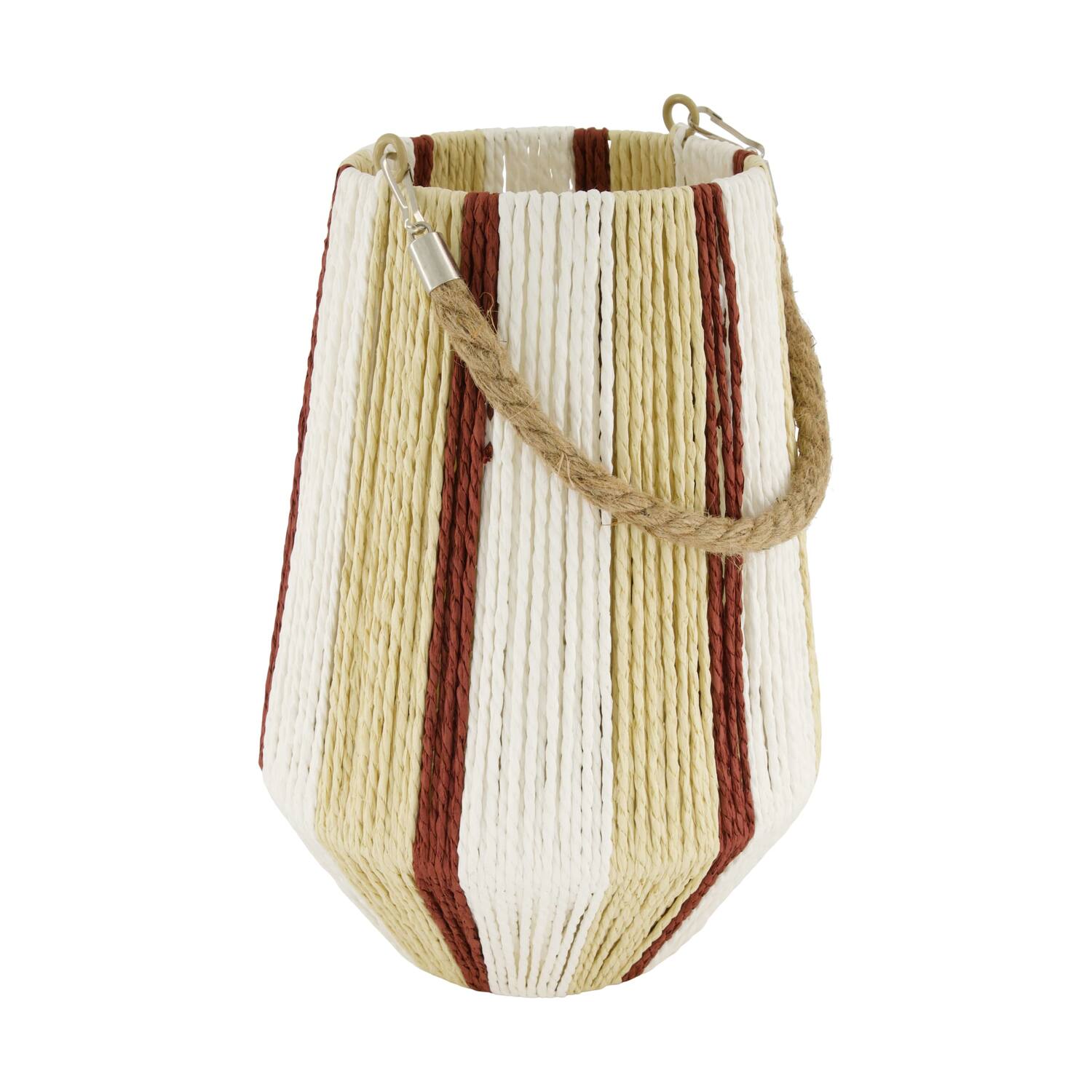 Lantern round paper rope with glass 22x22x31cm