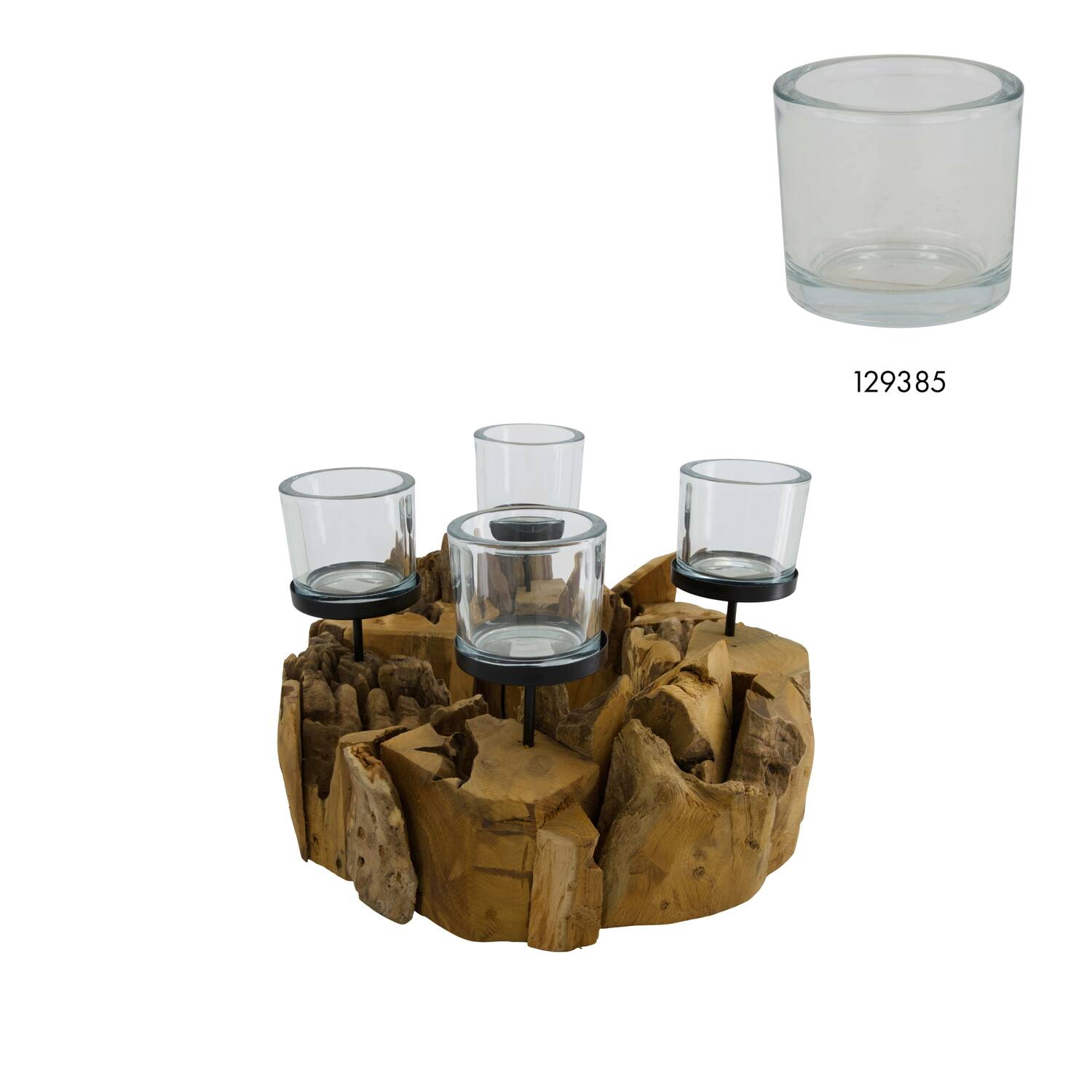 Pillar candle holder root 38x38x18cm - Natural