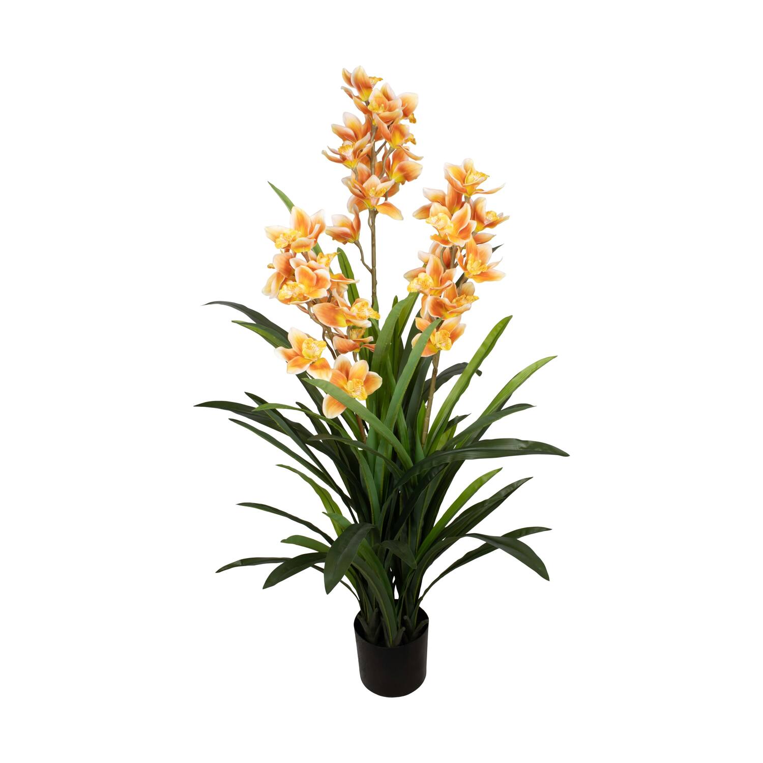 Plant cymbidium artificial 40x40x150cm - Orange