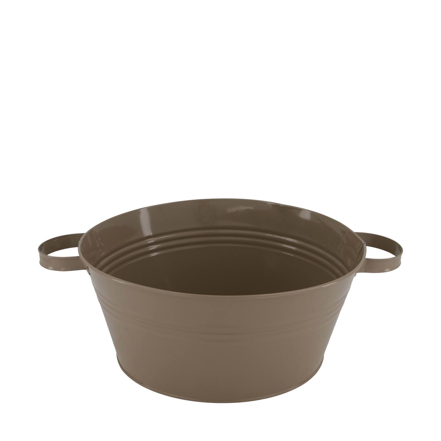 Bowl round metal with handle 37x28x12.5cm - Brown