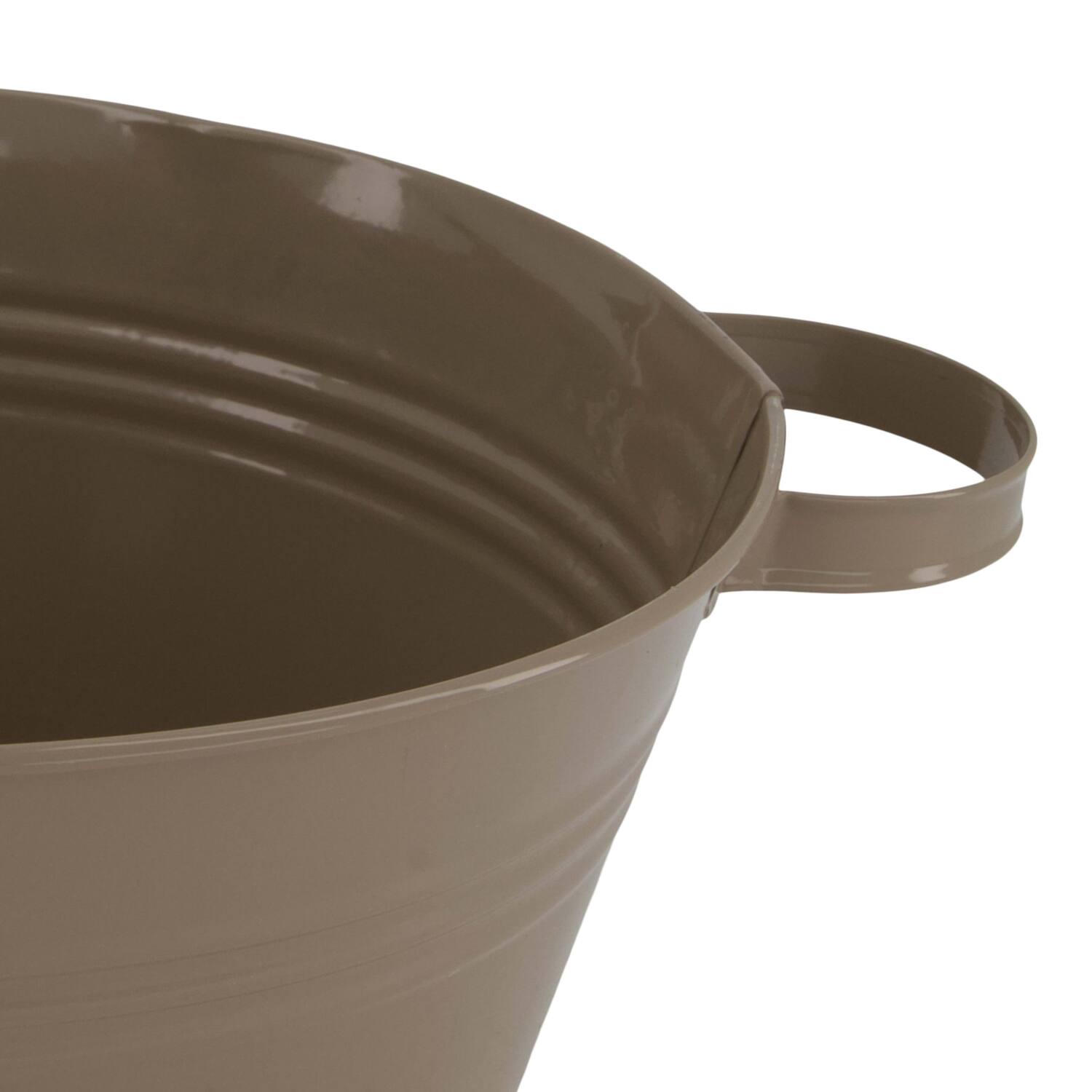 Bowl round metal with handle 37x28x12.5cm - Brown