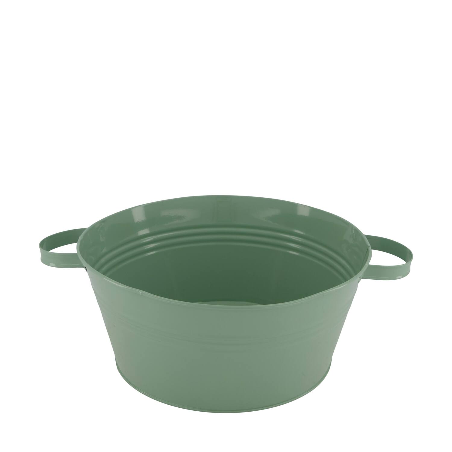 Bowl round metal with handle 37x28x12.5cm - Green