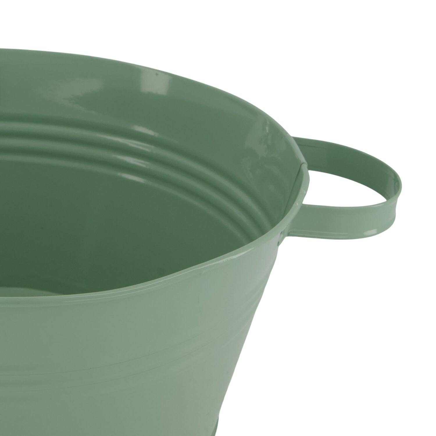 Bowl round metal with handle 37x28x12.5cm - Green