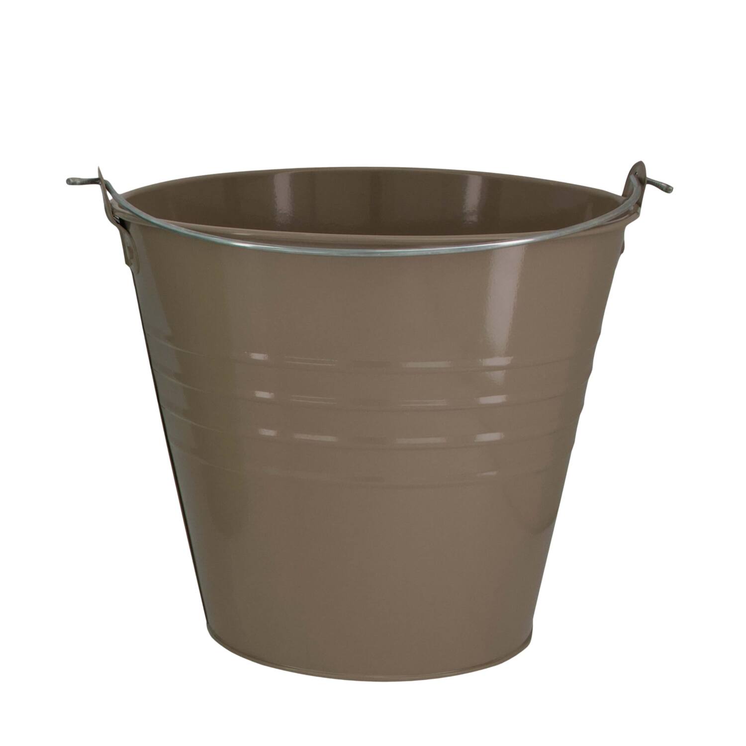 Bucket round metal with handle 24x24x22cm - Brown