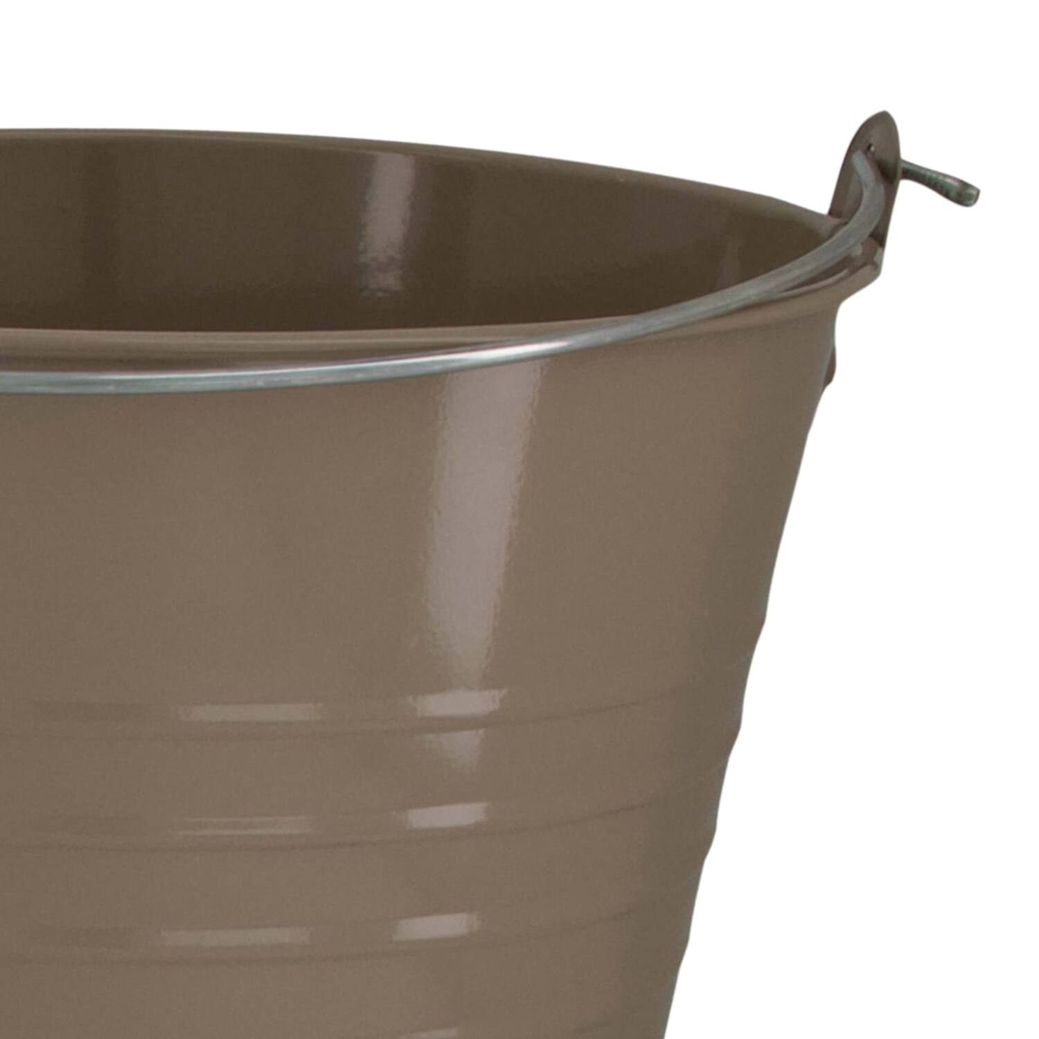 Bucket round metal with handle 24x24x22cm - Brown